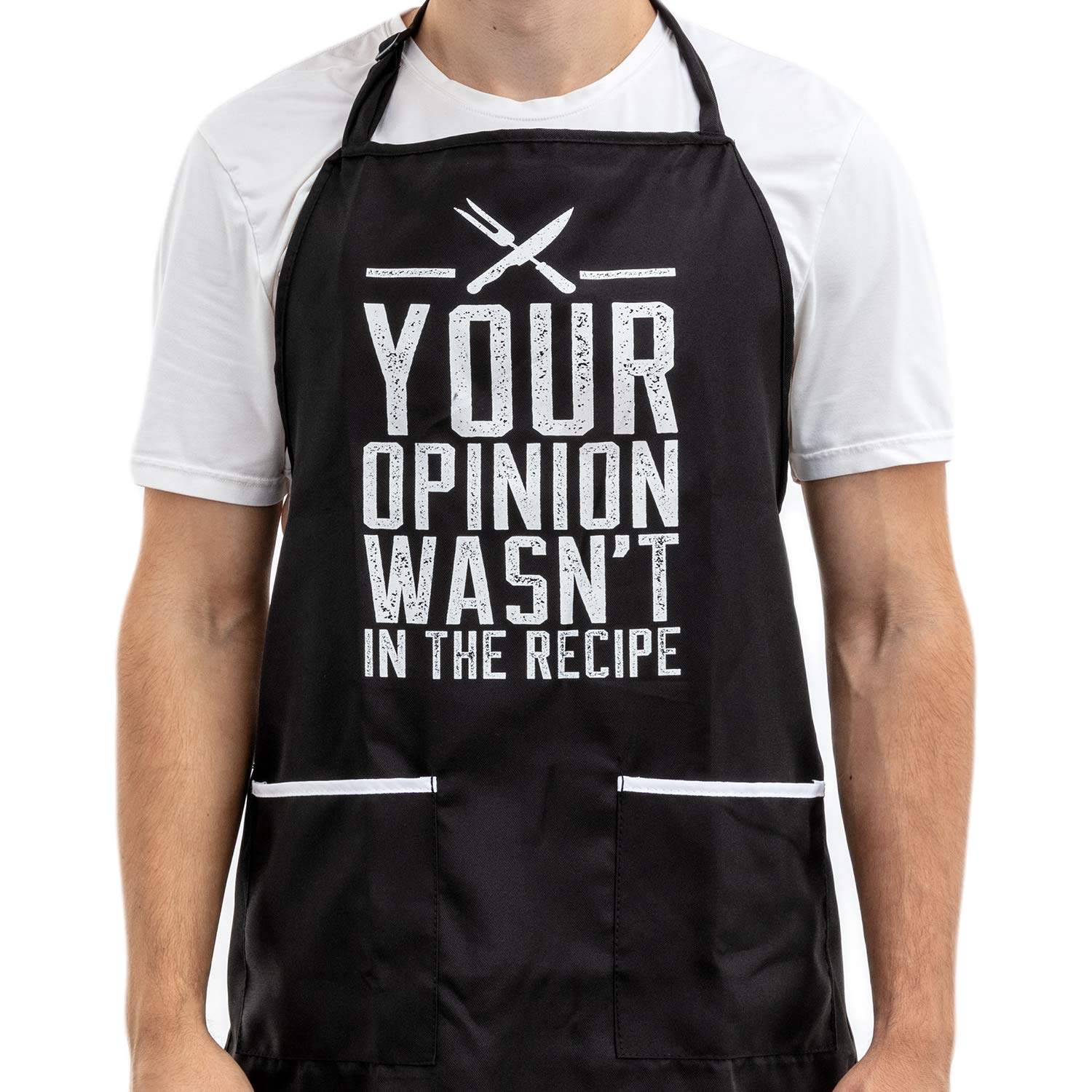 Funny Apron For Women And Men With 2 Large Pockets - Your Opinion Wasnt In The Recipe One-Size-Fits-All Adjustable Cotton/Poly C