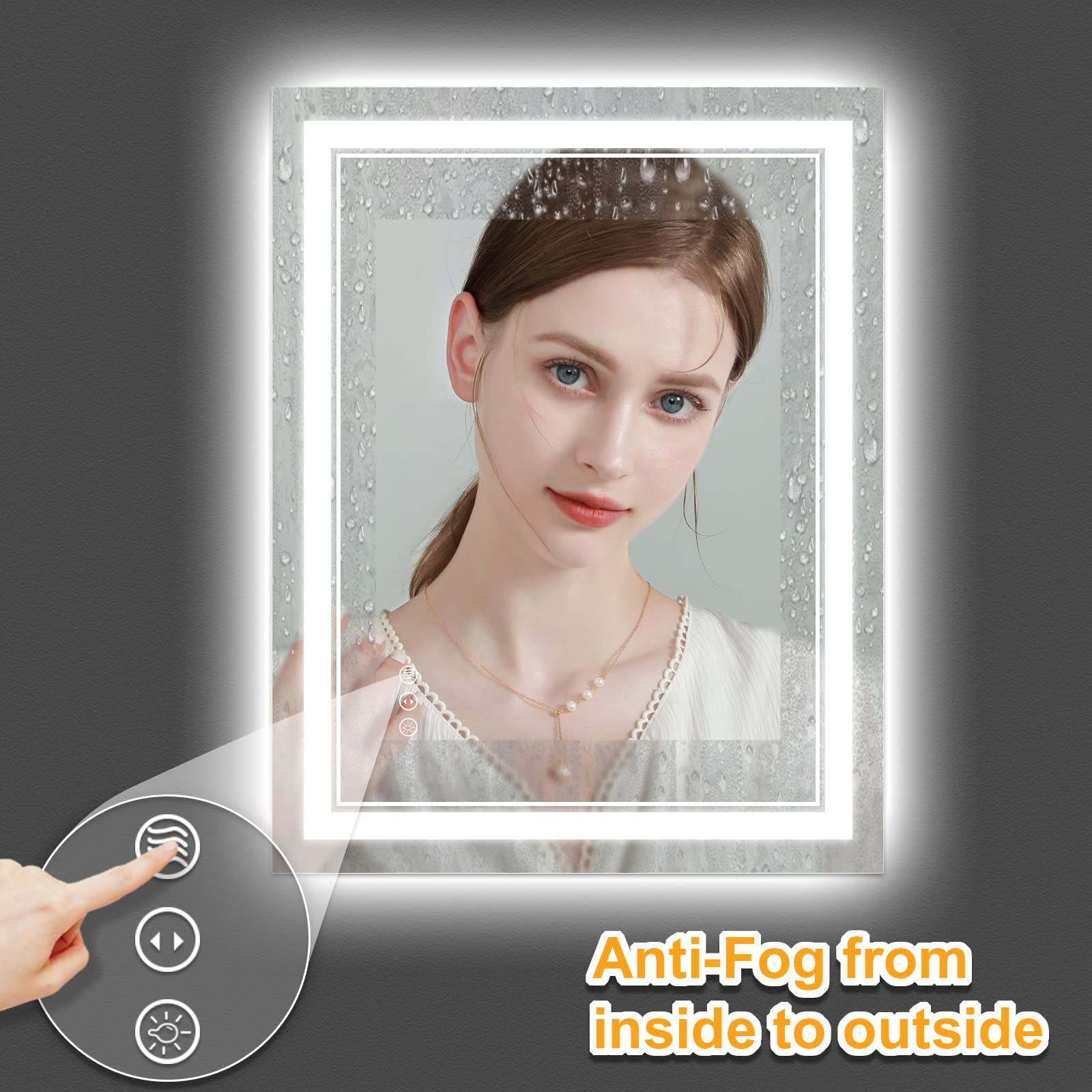 Istripmf 28X36 Inch Led Bathroom Mirror With Lights, Front And Backlit,Anti Fog Dimmable Lighted Bathroom Vanity Mirror, Shatter