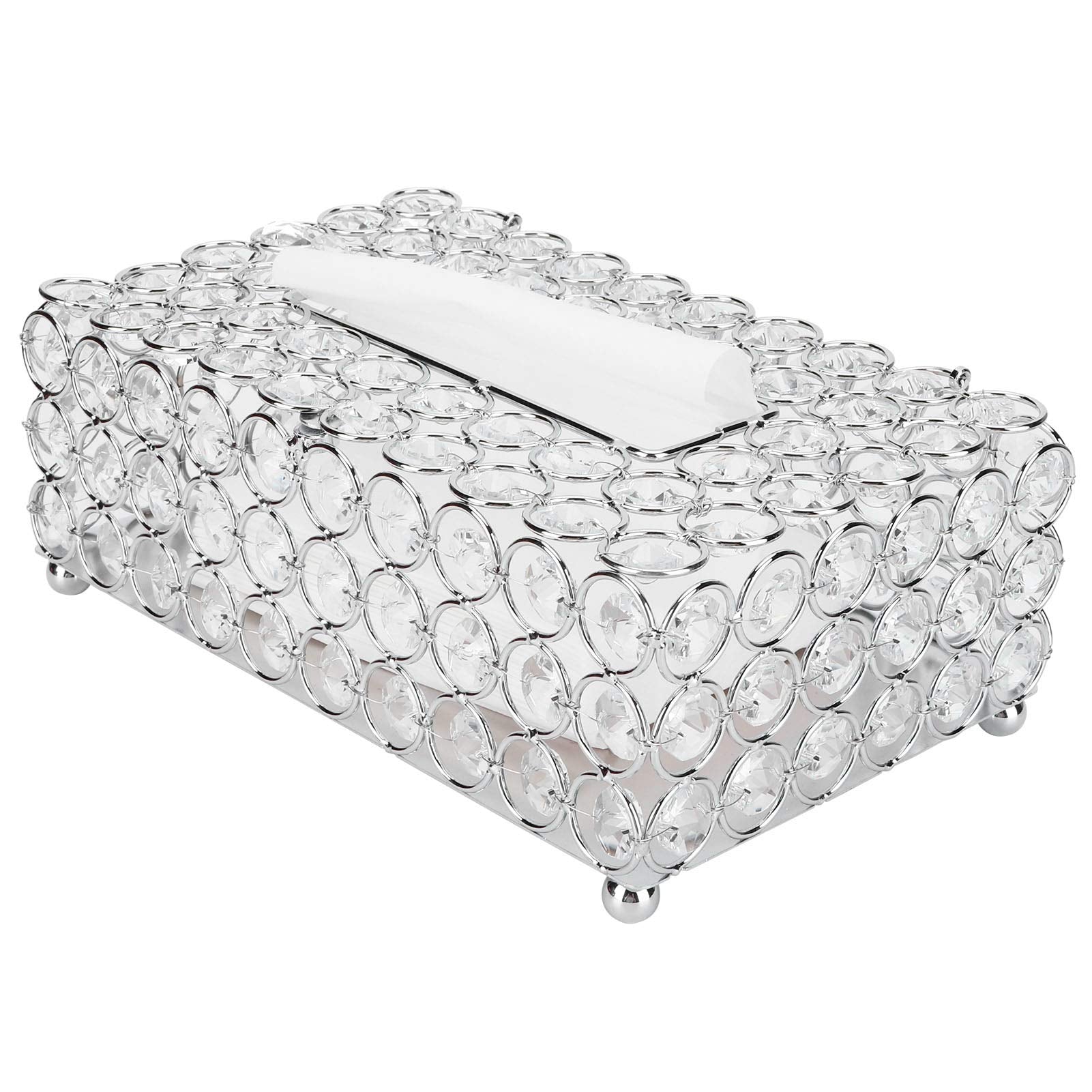 Crystal Tissue Box, Hollow-Carved Paper Rack Office Table Accessories Tissue Case Holder Wedding Decoration For Kitchen, Living