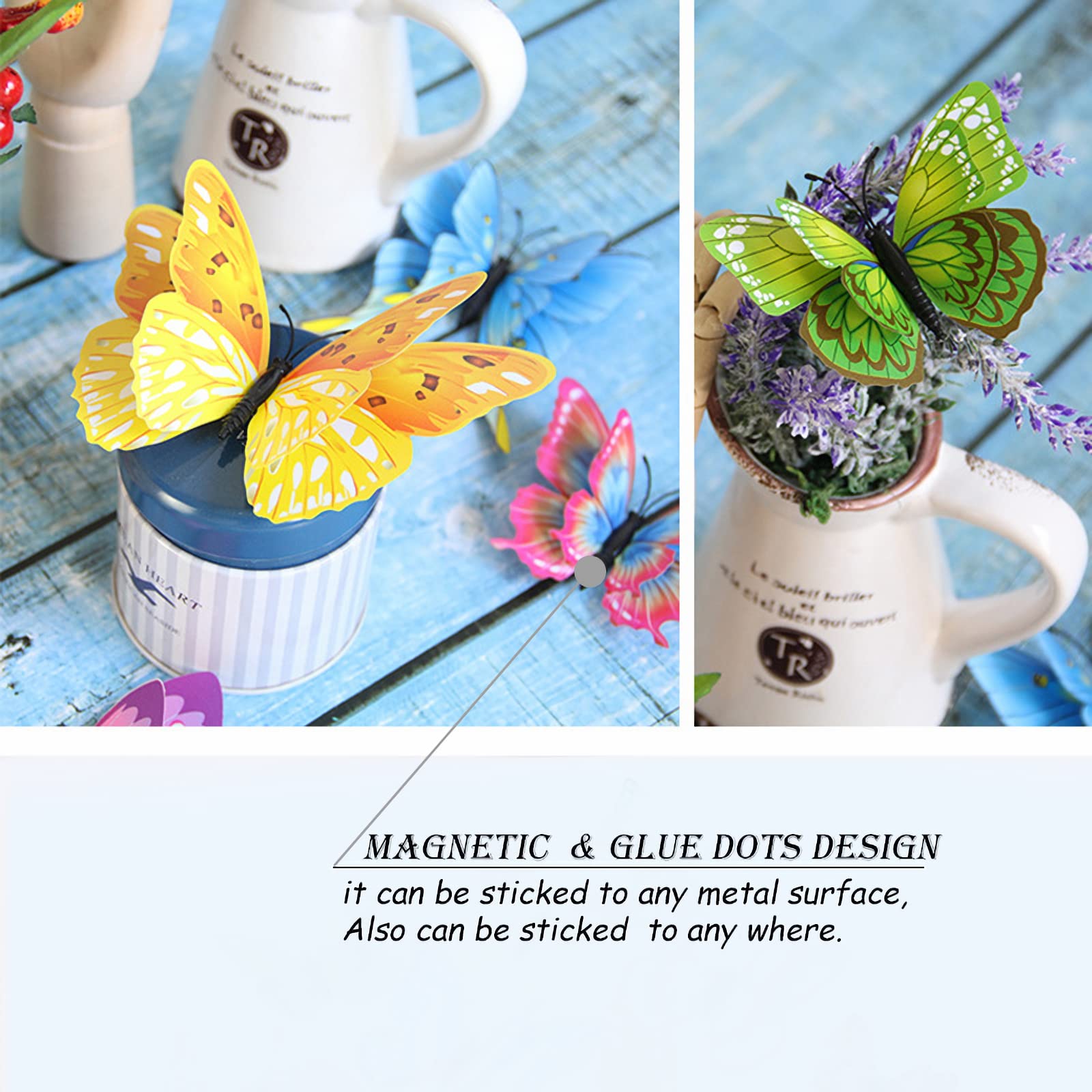 Opseam Butterfly Wall Decor 24/48 Pcs, 3D Butterflies Stickers For Party Decorations With Magnets(Colorful, 24)