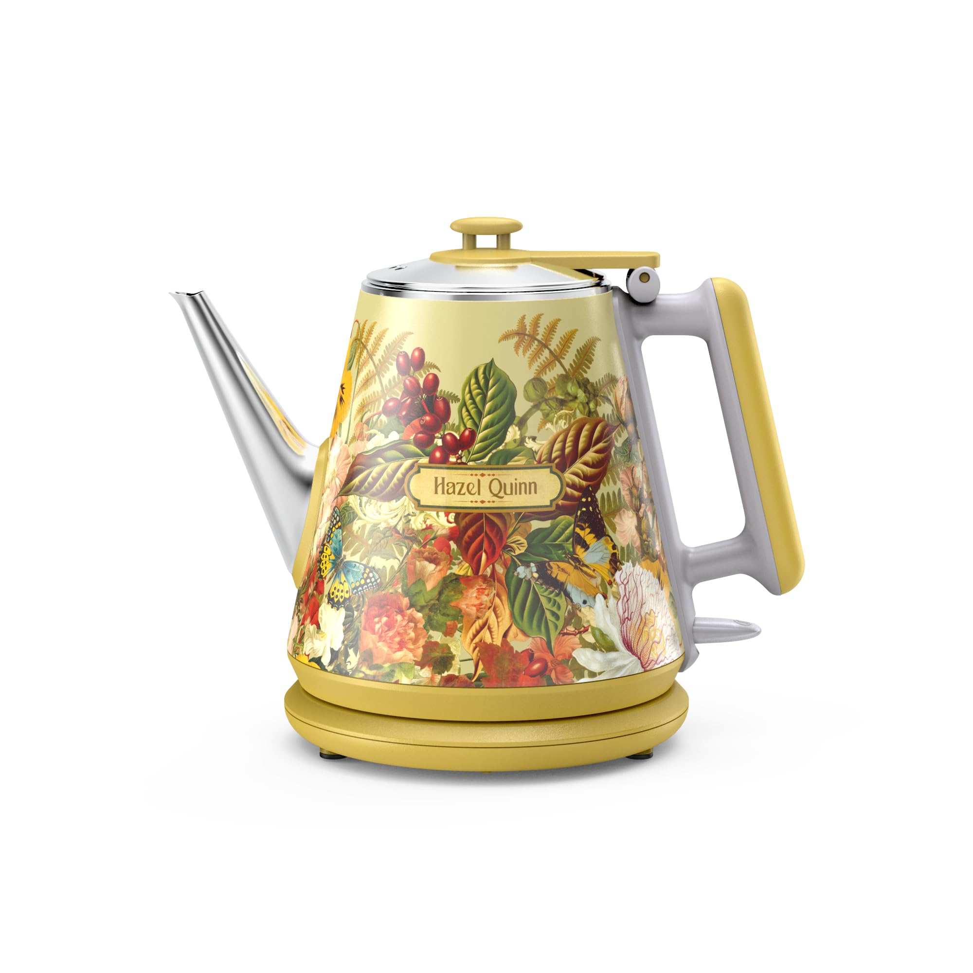 Hazel Quinn Retro X Eduardo Recife Collaboration Electric Kettle- 1 Litres / 34 Ounces Retro Small Tea Kettle, Double Wall, 304