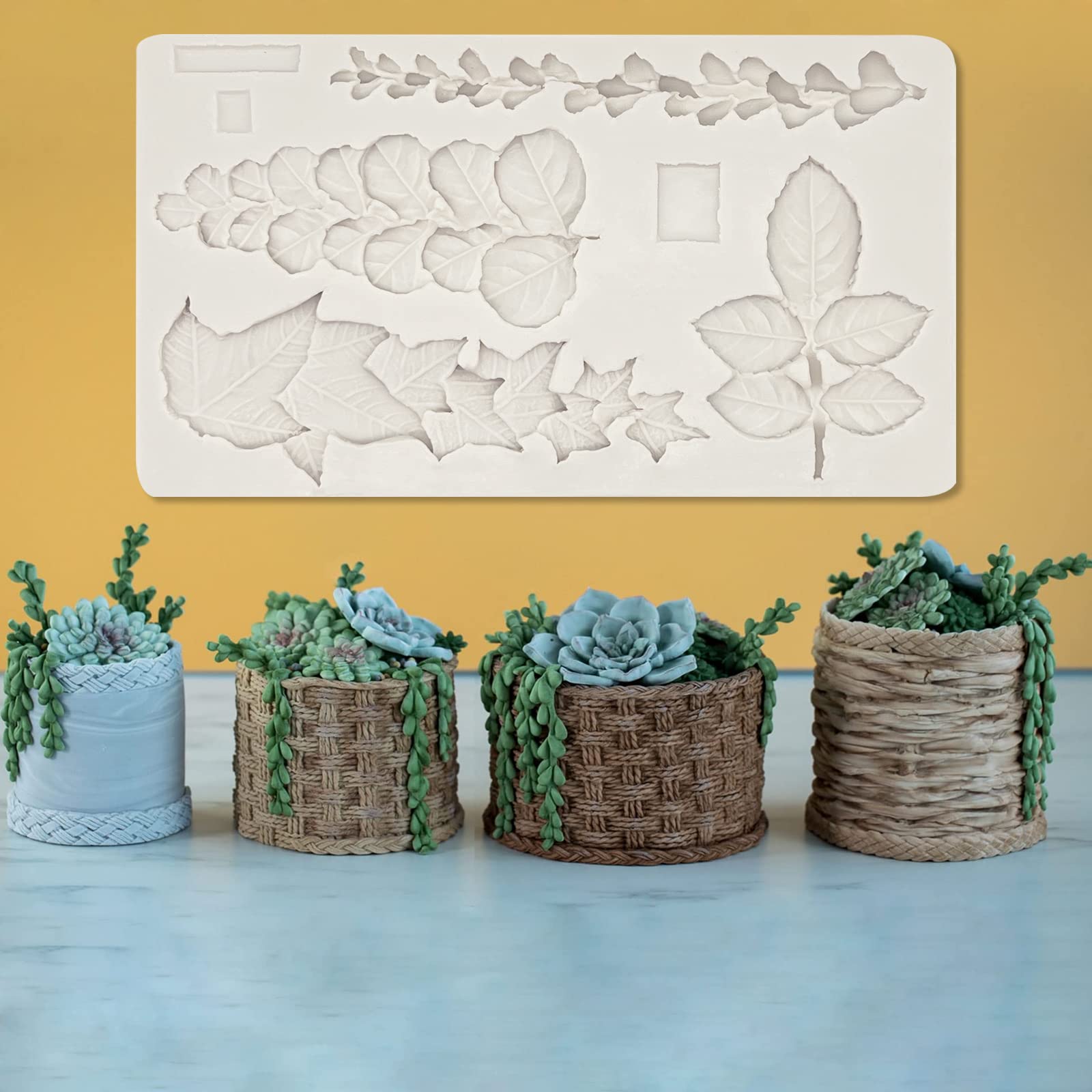 Leaf Fondant Molds, Succulents Trailing Leaves Cake Decorating Silicone Mold For Chocolate Candy Mousse Cookies Marzipan, Kitche