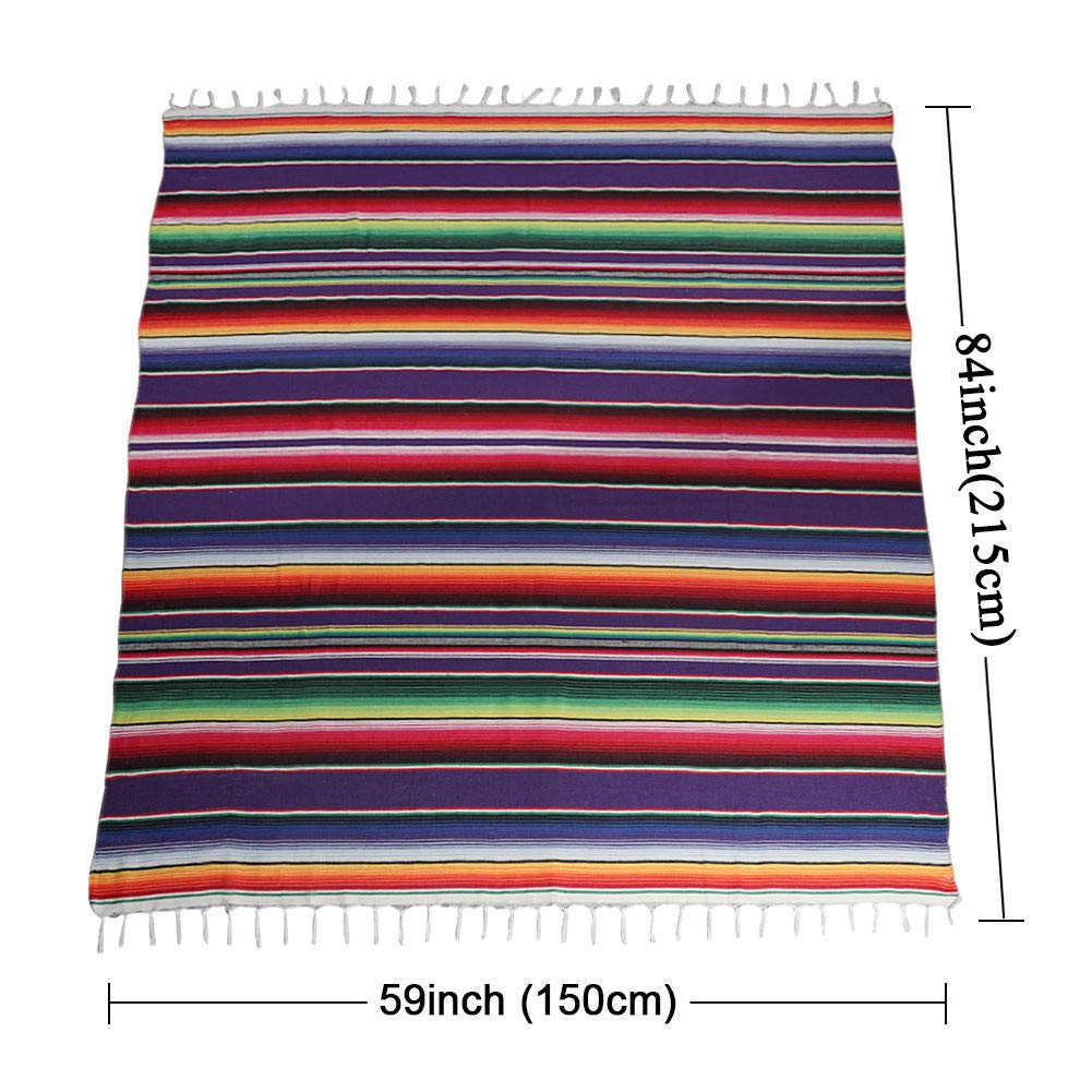 Ourwarm 59 X 84 Inch Mexican Serape Tablecloth Fringe Cotton Mexican Blanket, Handwoven Fiesta Tablecloth For Mexican Party Cinc