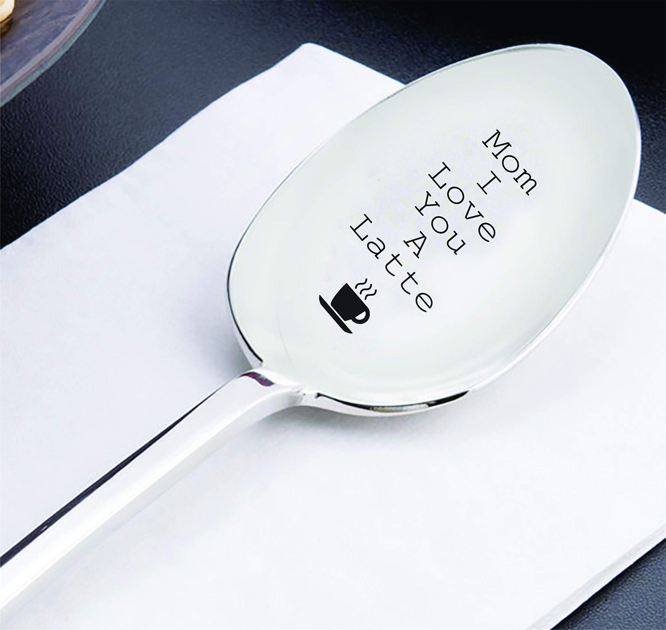Mom I Love You A Latte With ''Cup'' Sign Engraved On Spoon - Gifts For Mom - Mom Gifts - Birthday Gifts - Gifts For Women - Moth