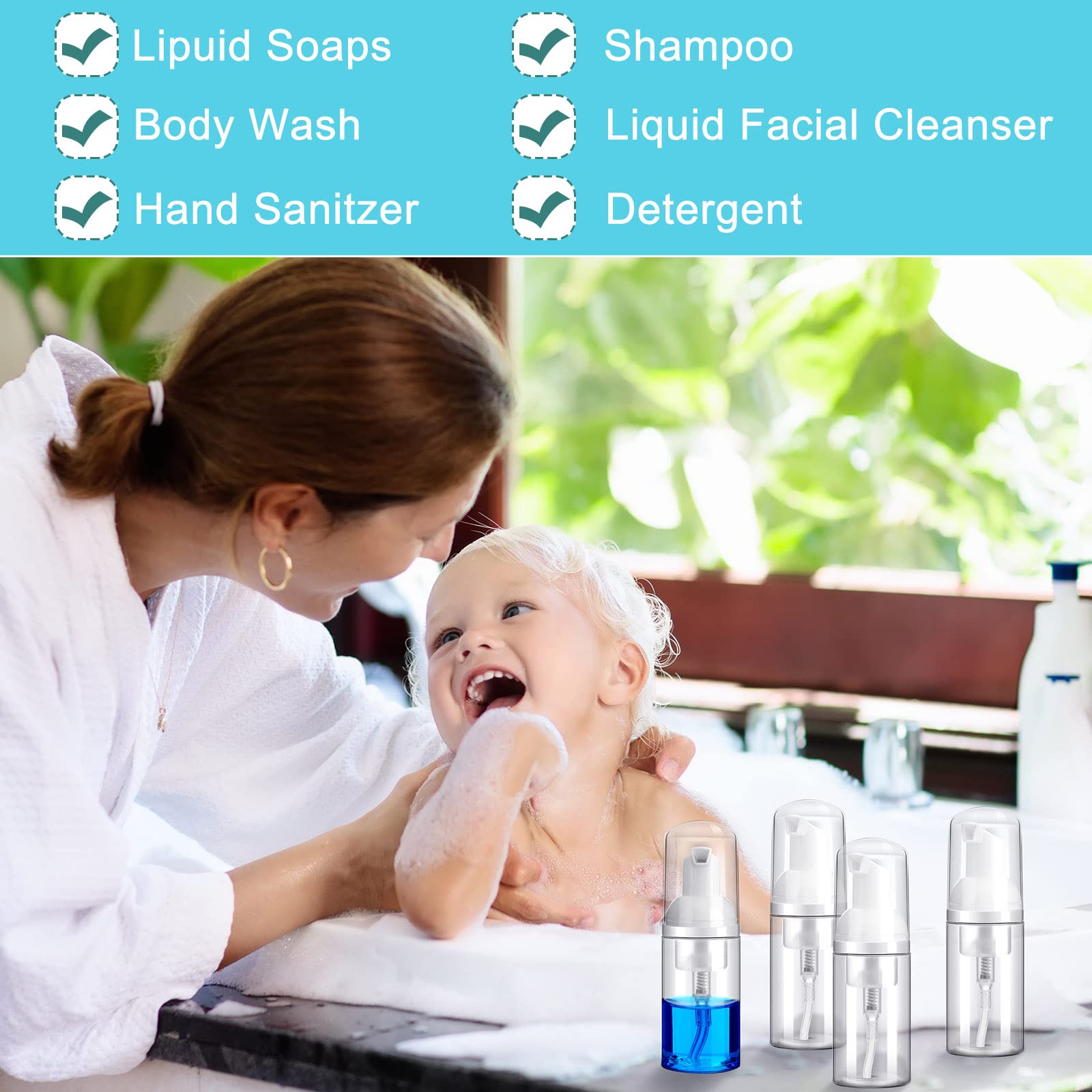 24 Pcs Foam Pump Bottles 1 Oz/ 30 Ml Travel Soap Bottle Plastic Mini Empty Dispenser Foaming Bottles For Refillable Hand Sanitiz