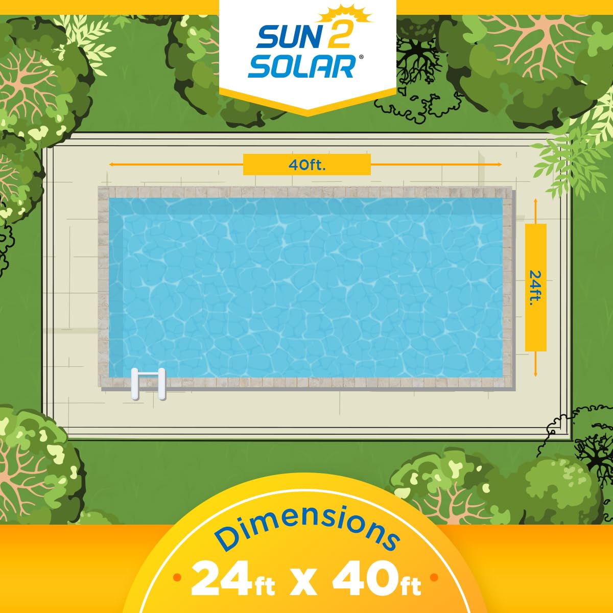 Sun2Solar Clear 24-Foot-By-40-Foot Rectangle Solar Cover  1600 Series  Heat Retaining Blanket For In-Ground And Above-Ground Rec