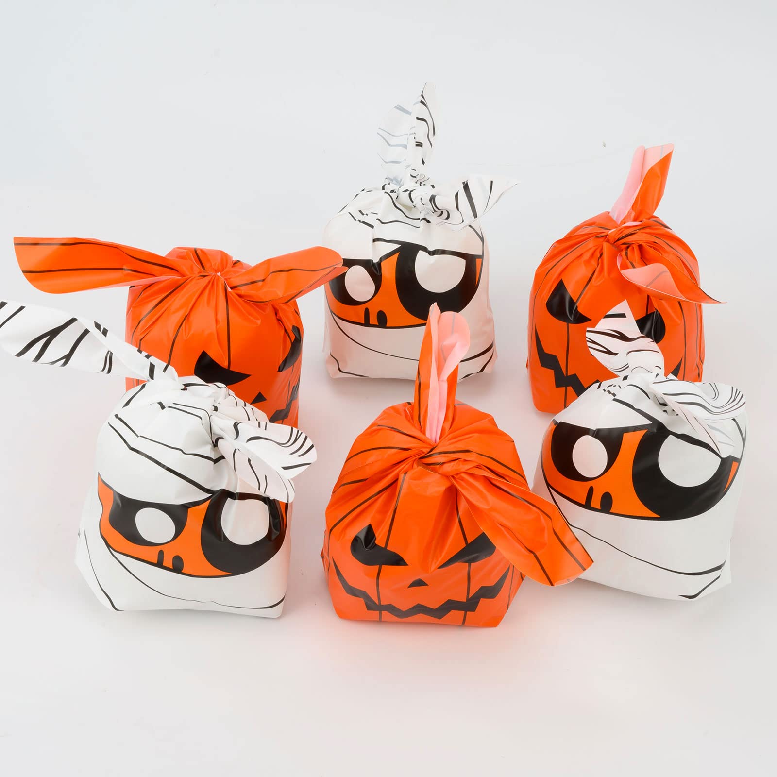 100Pcs Halloween Treat Bags: Halloween Candy Bags, Kids Trick Or Treat Bags Goodie Bags, Cute Rabbit Ear Small Halloween Cookies