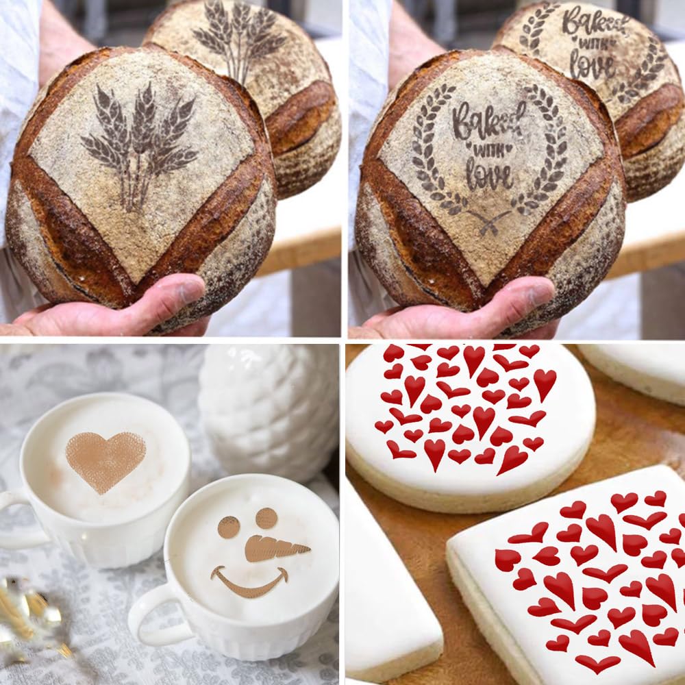 Artisan Bread Stencils For Sourdough - Cake, Pie & Cookie Stencils For Decorating Your Own Unique Design - Baking Stencil Set In