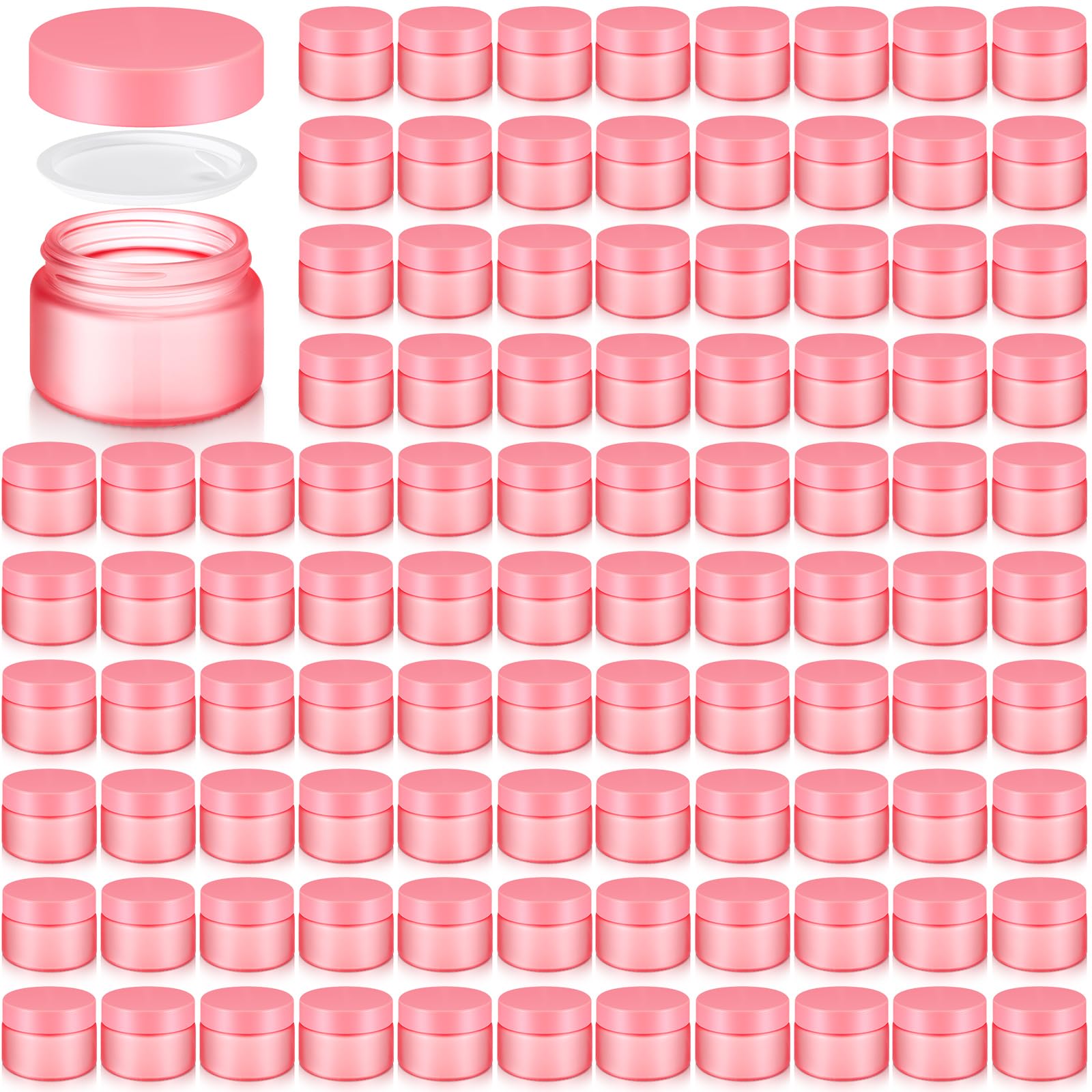 Domensi 100 Pcs 1 oz Glass Jars with Lids Bulk Round Glass Cosmetic Jars for DIY Lip Balm Small Travel Containers with Inner Lin