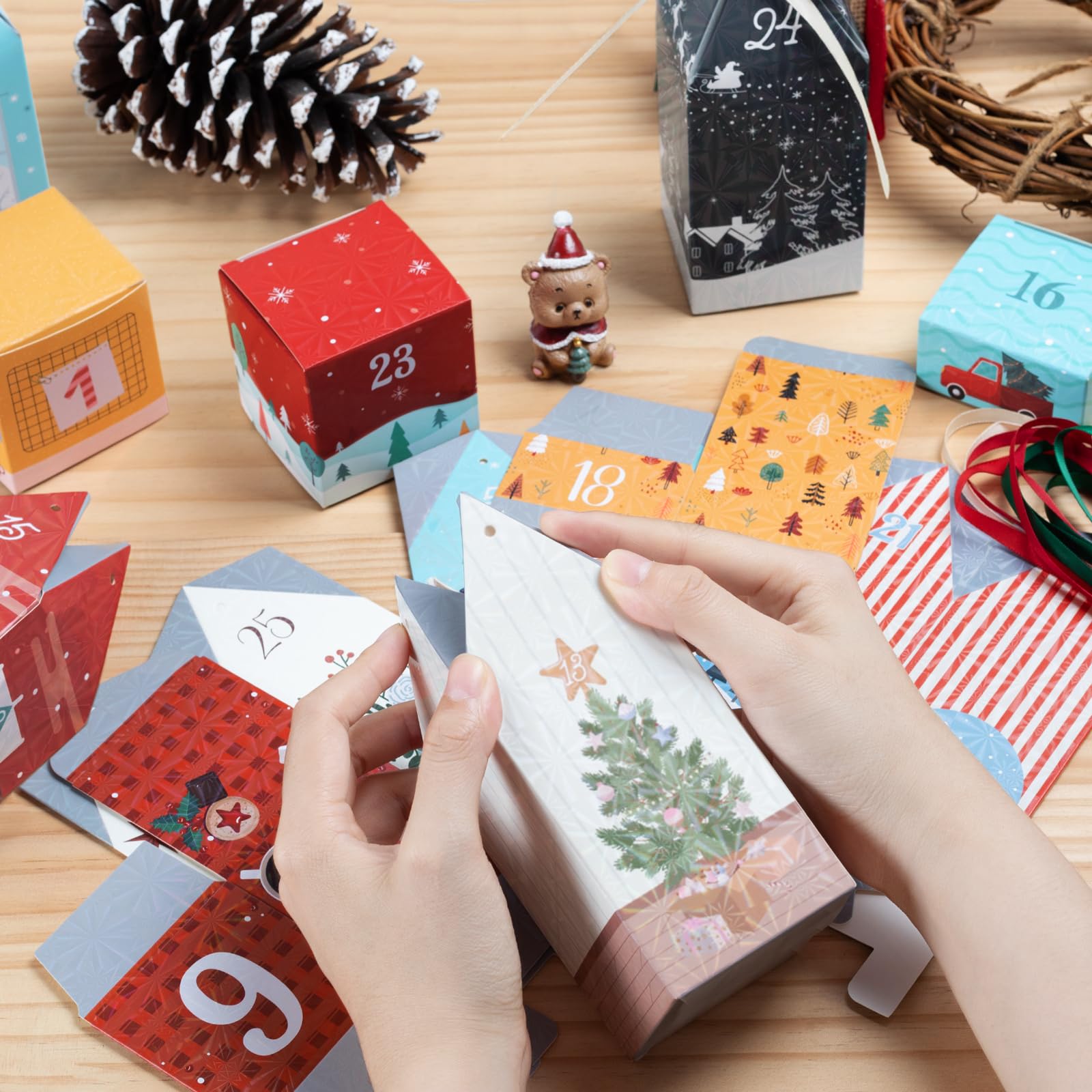 DIY Christmas Advent Calendar Boxes to Fill, 25 Numbered Empty Advent Calendar Houses Boxes, 2025 Countdown Advent Calendars Sur