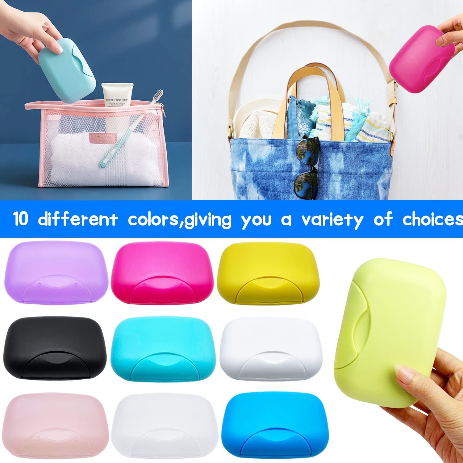 10 Pcs Soap Box Holder,Plastic Travel Soap Dish,Portable Leak Proof Soap Case Container For Bathroom,Camping,Gym,Business Trip,1
