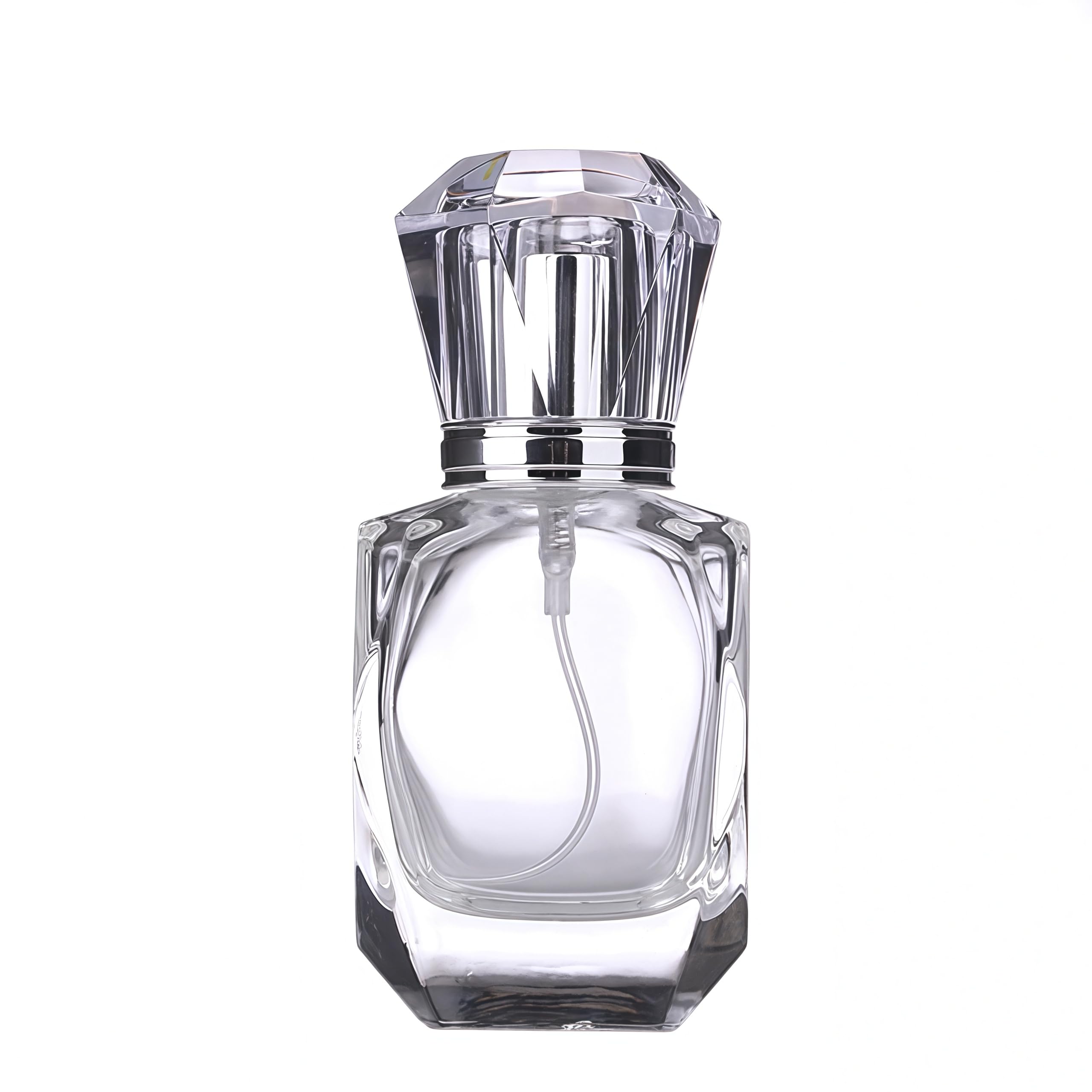 30ML/1oz Empty Clear Glass Perfume Spray Bottle with Crystal Lid Portable Cosmetic Travel Container Jars Vial Fragrance Fine Mis