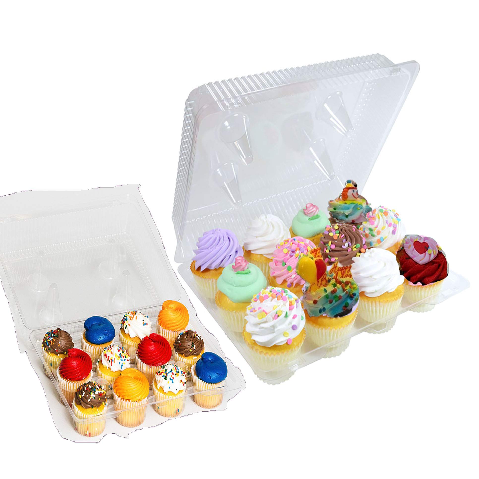 Pizety 24 Pack Mini Cupcake Boxes 12 Mini Cupcake Containers 12 Compartment Cupcake Container Mini Cupcake Containers Plastic Di