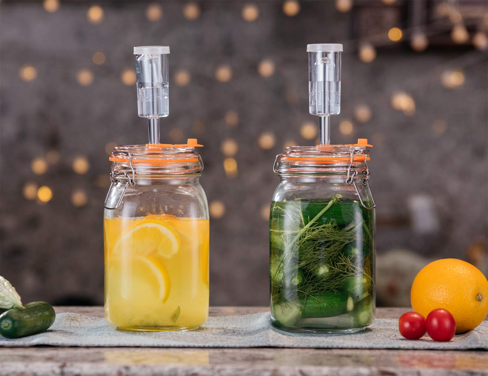 Jillmo Fermentation Kit, 1.5 Liter Fermentation Jar With Fermenting Weights And Airlocks, 2 Pack