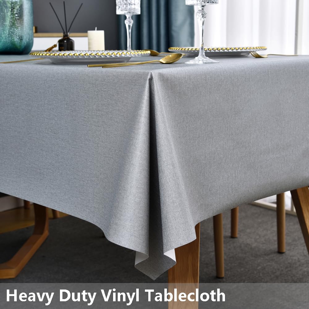 Trudelve Plastic Table Cloth For Rectangle Tables Grey Vinyl Tablecloth Waterproof Wipeable Oilcloth Table Cloths For Parties Di