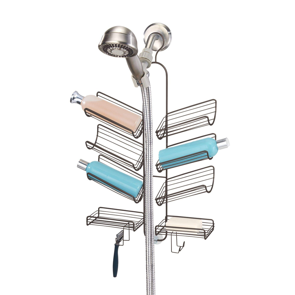 Idesign Verona Metal Hanging Bathroom Caddy For Handheld Shower Hose, Extra Space For Shampoo, Conditioner, Soap, Razors, Loofah
