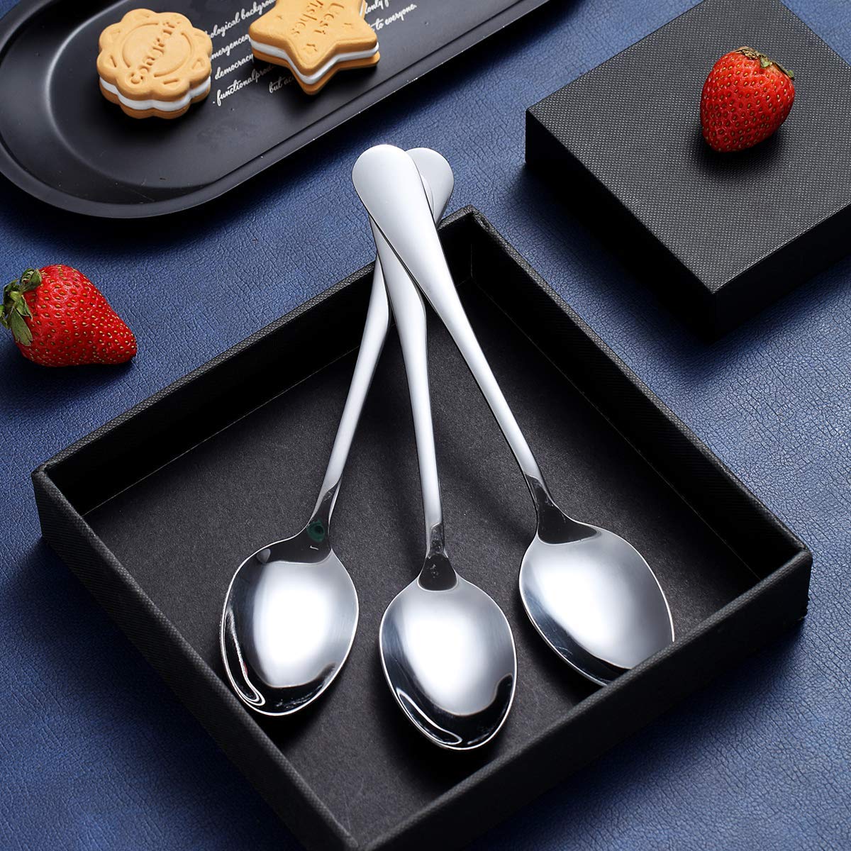 Berglander Teaspoons 6.5'' Set Of 6, Stainless Steel Shiny Polish Tea Spoons Silverware, Tea Spoon Small Dessert Spoon Teaspoon