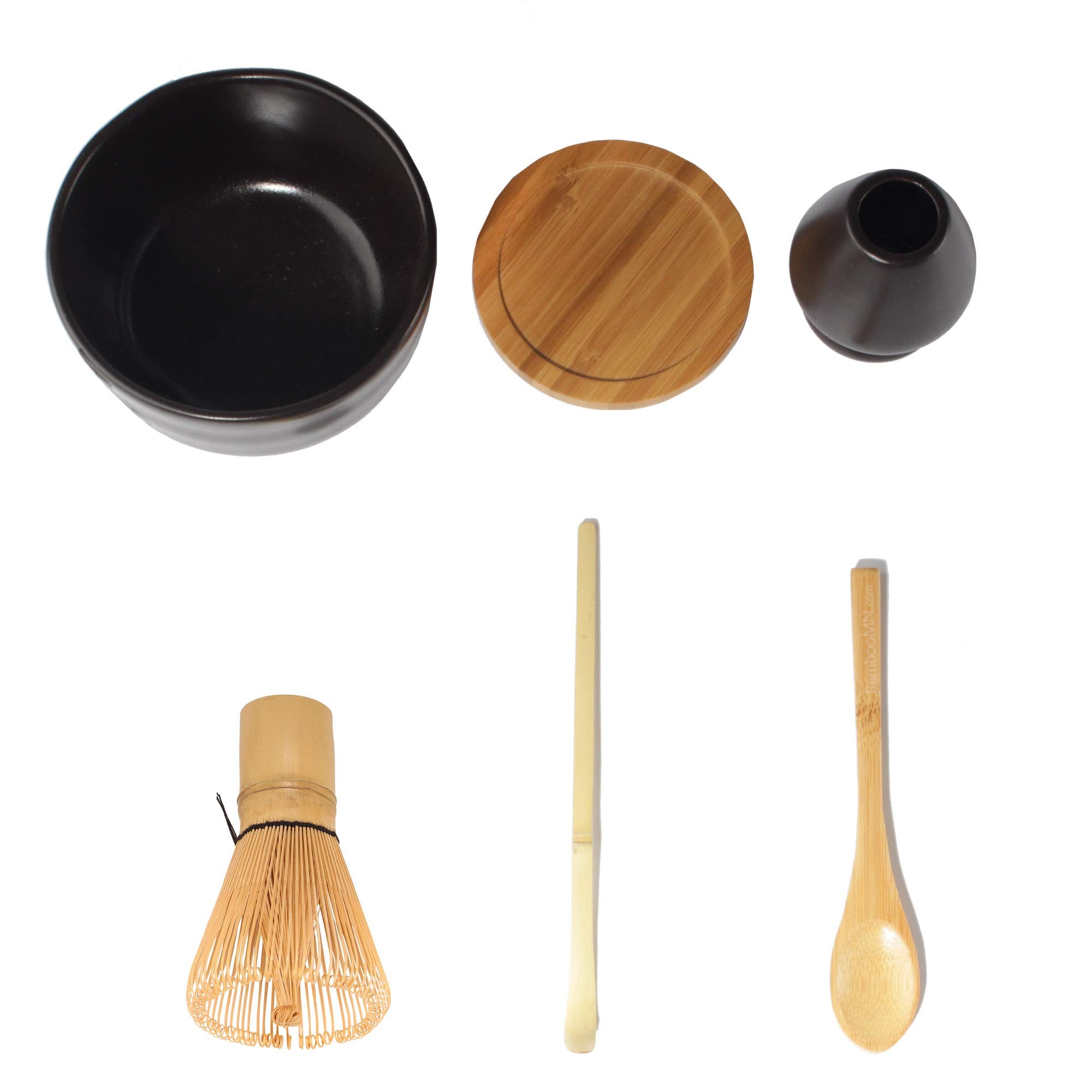 Bamboomn Matcha Whisk Starter Set - Chawan Matcha Bowl, Tea Whisk, Chashaku, Spoon, Matcha Holder, And Bamboo Coaster For Tradit
