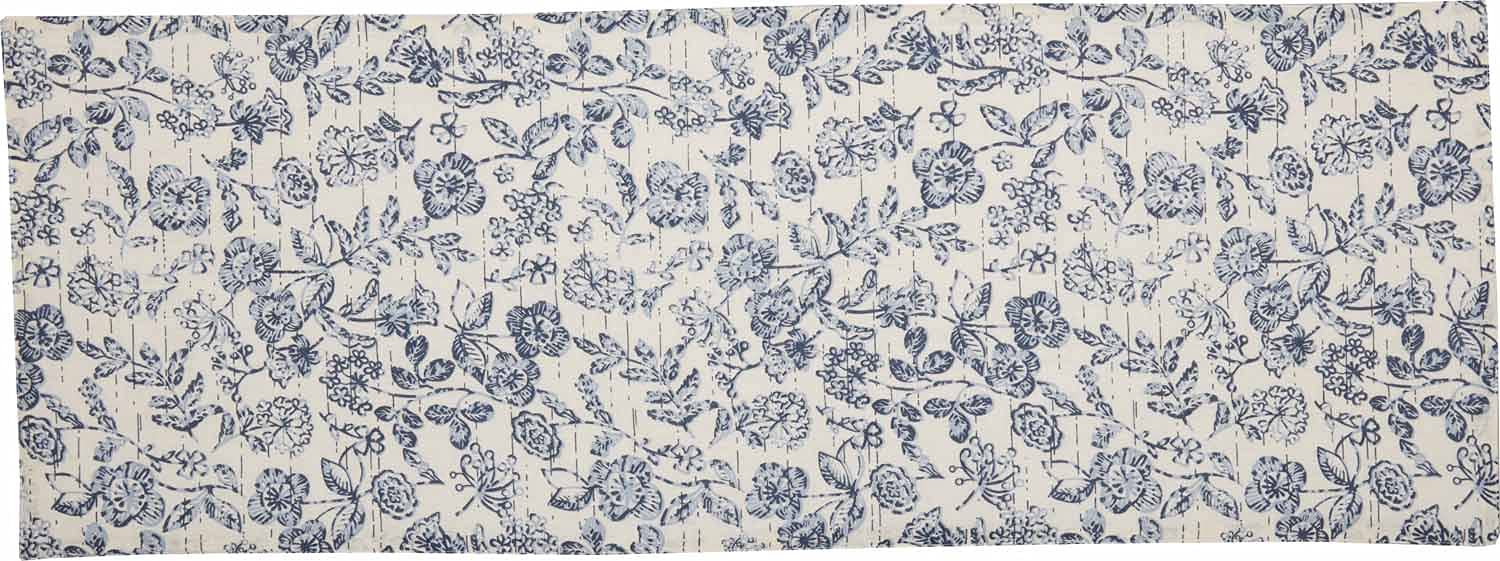 Piper Classics Doylestown Floral Runner, 13'' X 36'' Long, Blue & Cream Flower Print, Vintage Farmhouse, Country Cottage Table C