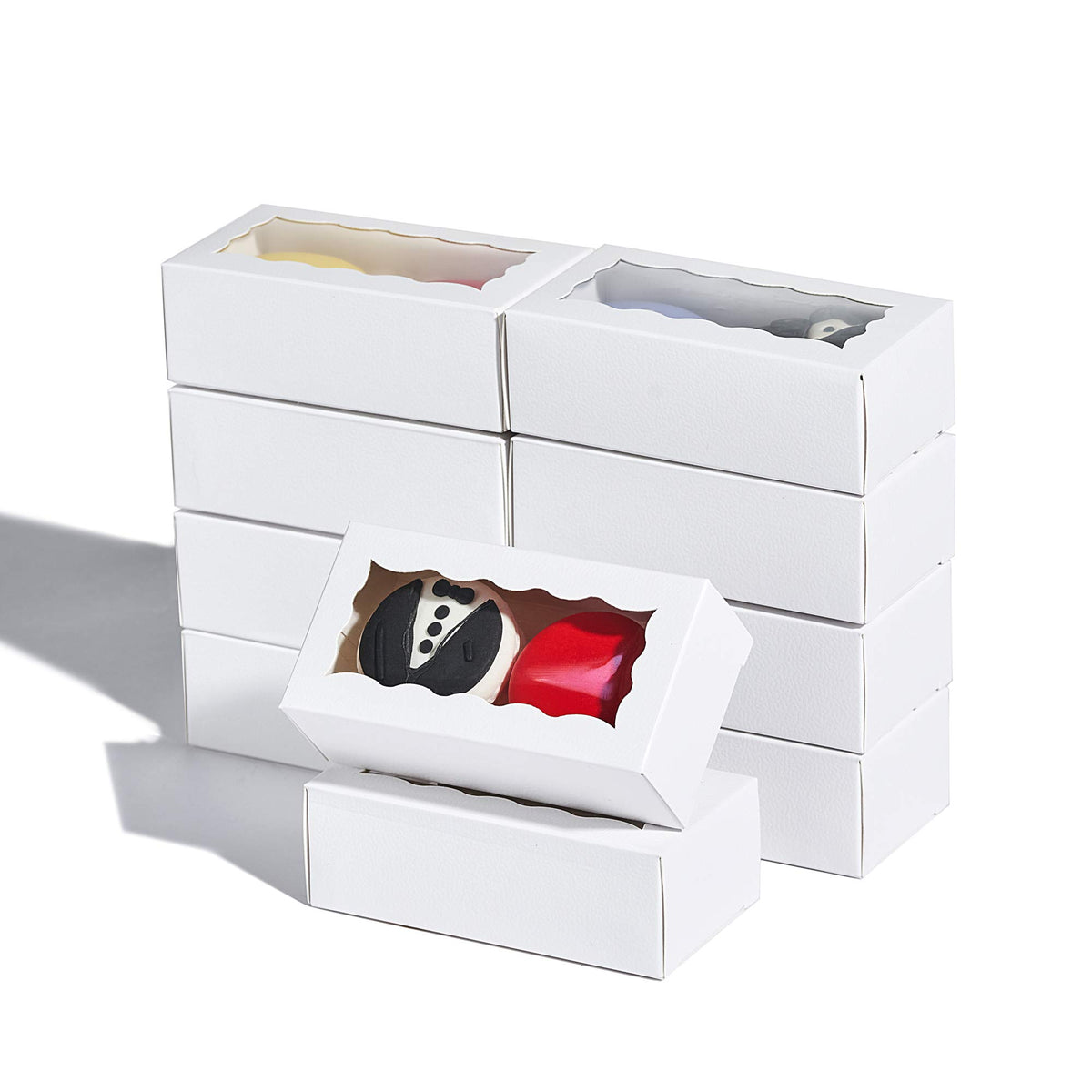 Jcxgrvc 100Pcs 4.17 X 2.16 X 1.37 Inches Professional White Macaron Boxes For 2, Macaron Container, Macaron Packaging For Weddin