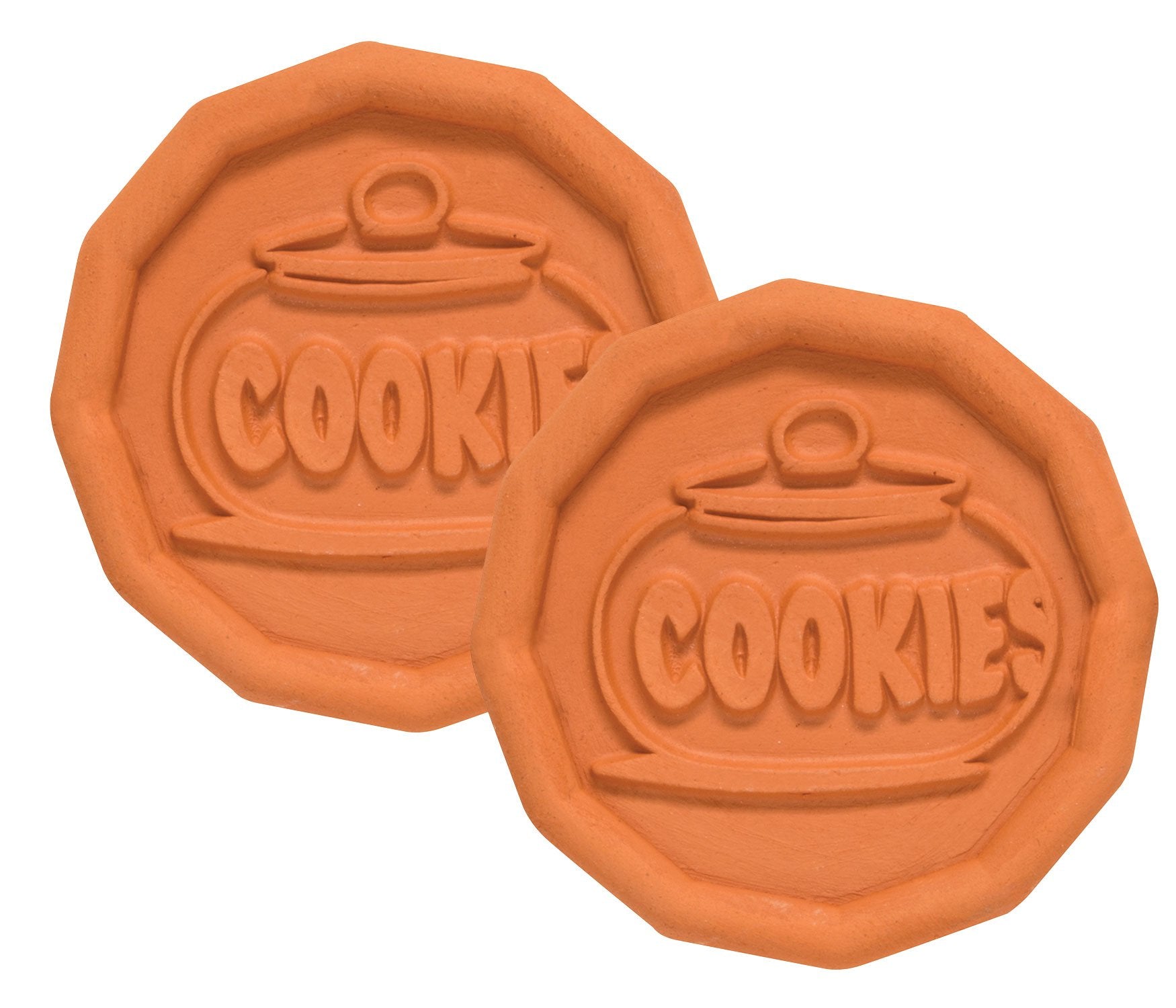 Mrs. Andersons Baking Brown Sugar Saver, Cookie Design, Natural Terracotta, Keeps Brown Sugar Softer, Set of 2