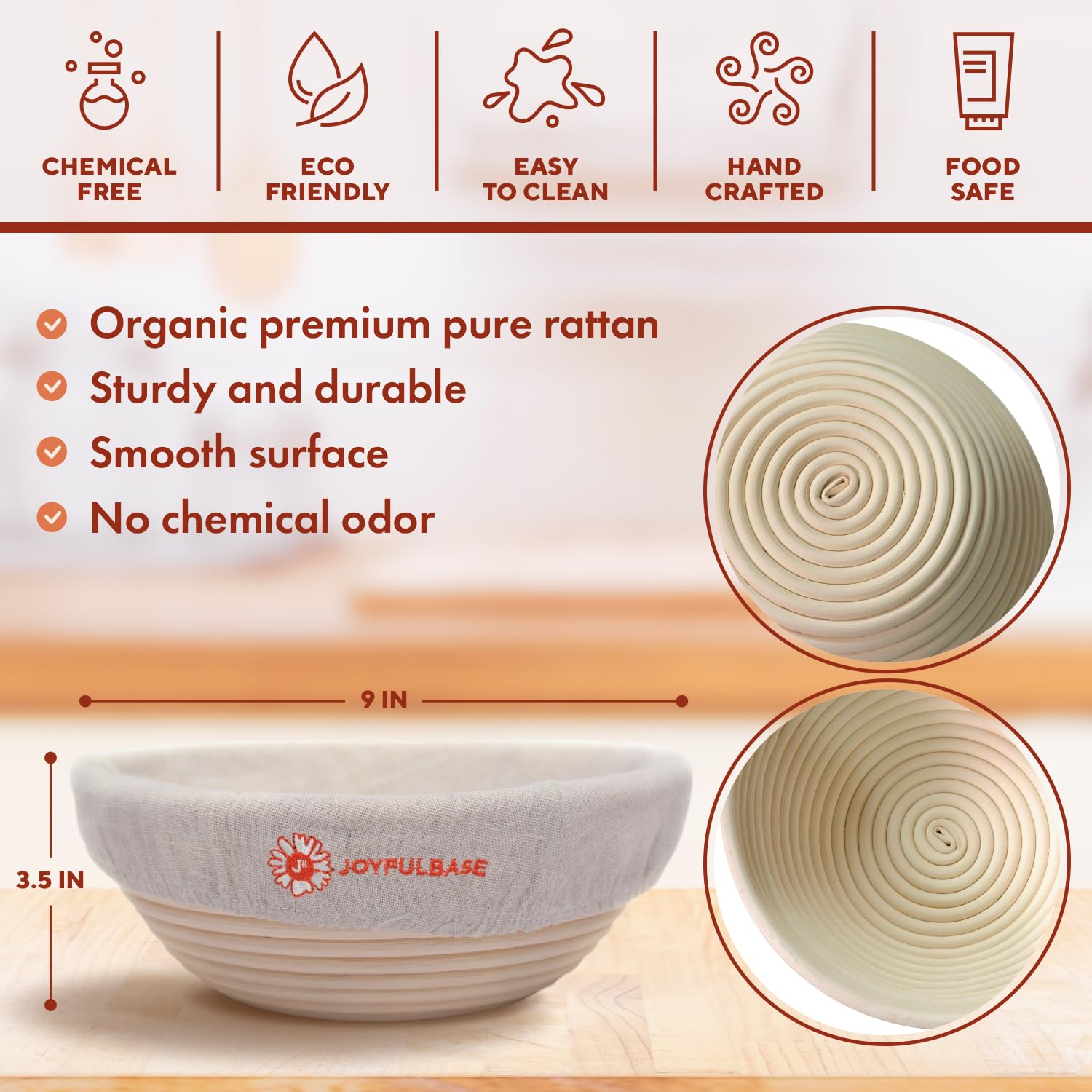Bread Proofing Basket- 9-Inch Round Banneton Set Of 2- Sourdough Bread Baking Supplies Complete Tools- Dough Proofing Basket For