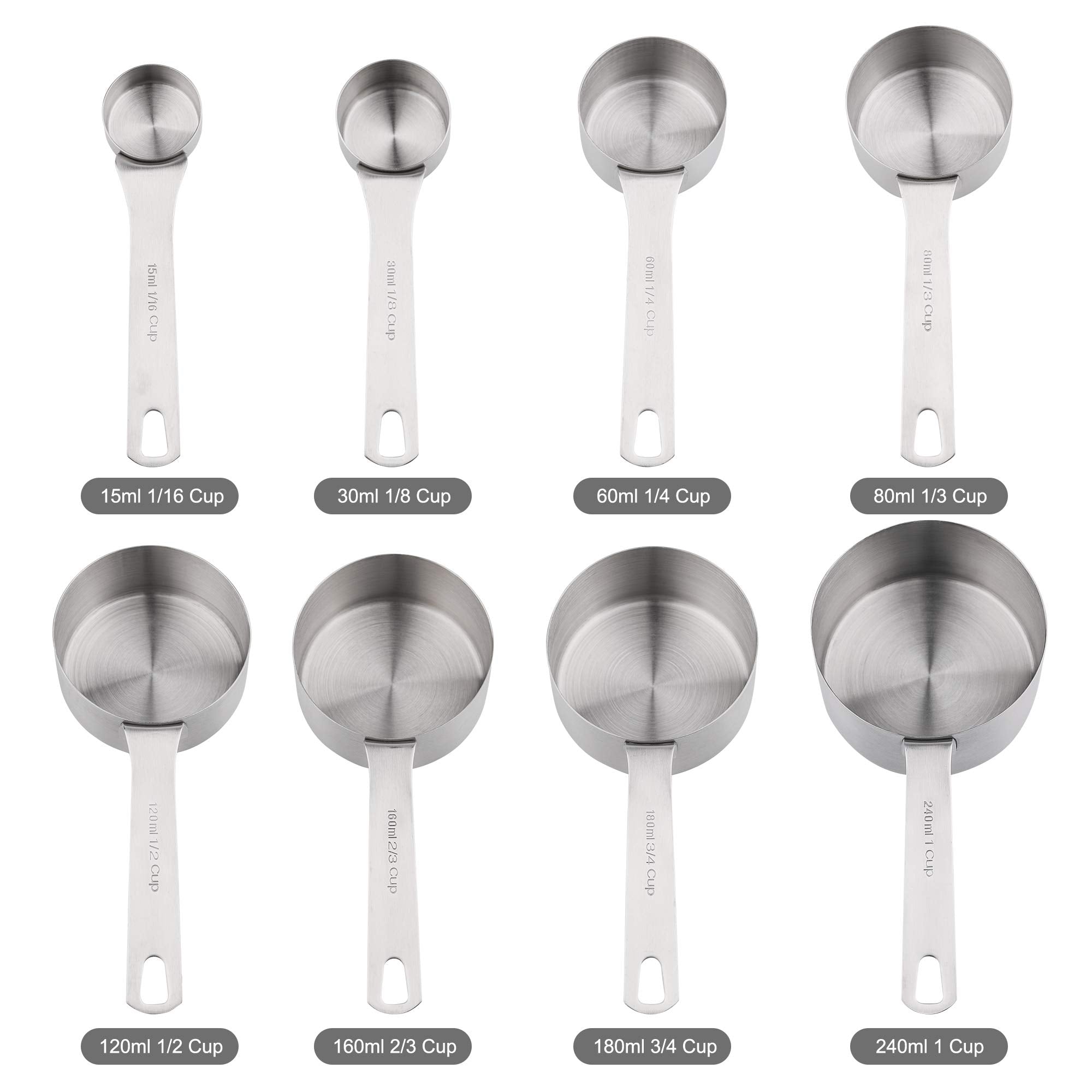 Zoyizi Measuring Cups Set 19, 18/8 (304) Stainless Steel Measuring Cups And Spoons Set, Metal Measuring Cups & Spoons & Leveler&
