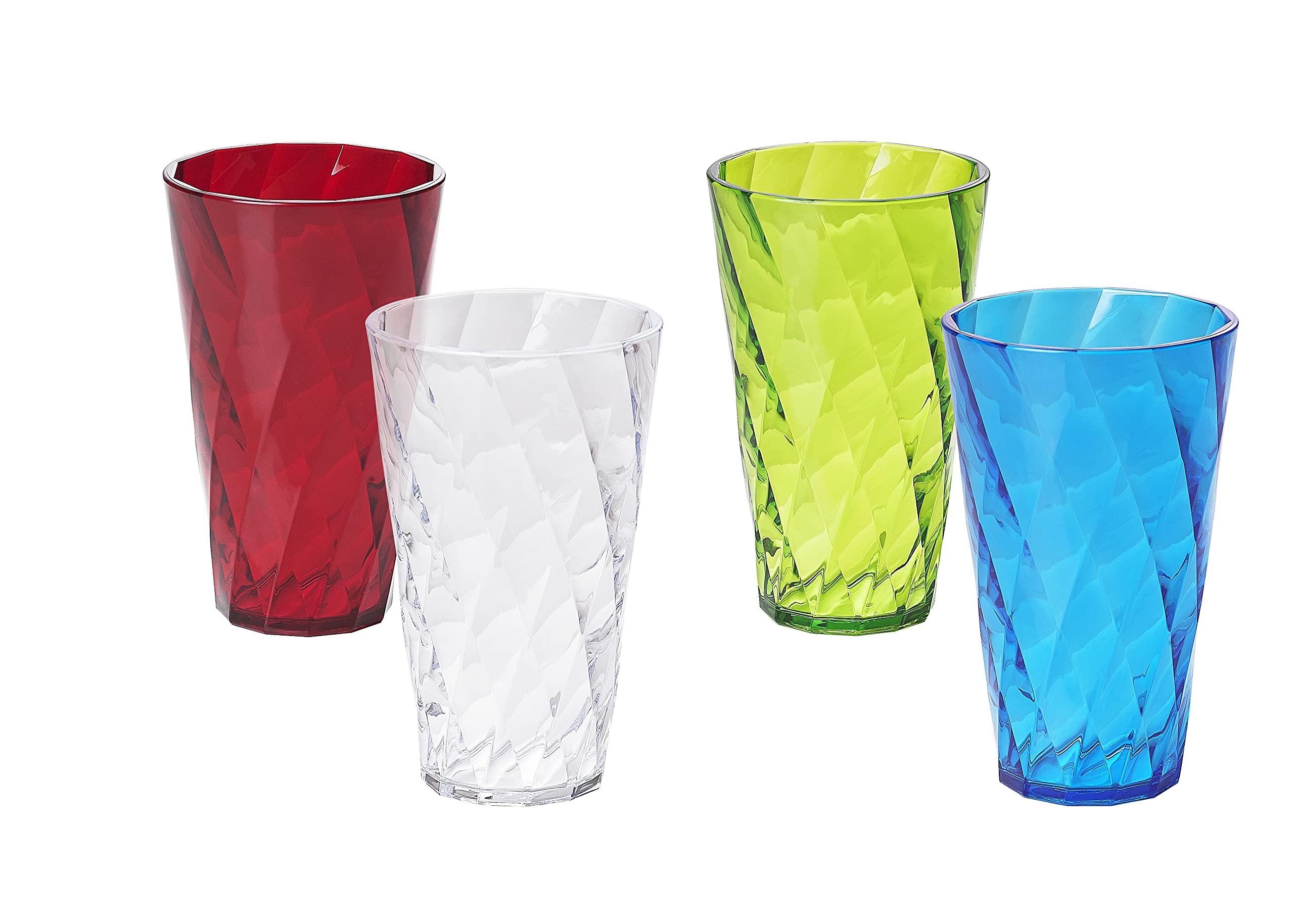 Omada 4-Pc Colored Acrylic Tumblers: Dishwasher Safe Plastic Drinking Glasses - Large 17 Oz Outdoor Glassware And Drinkware - Ch