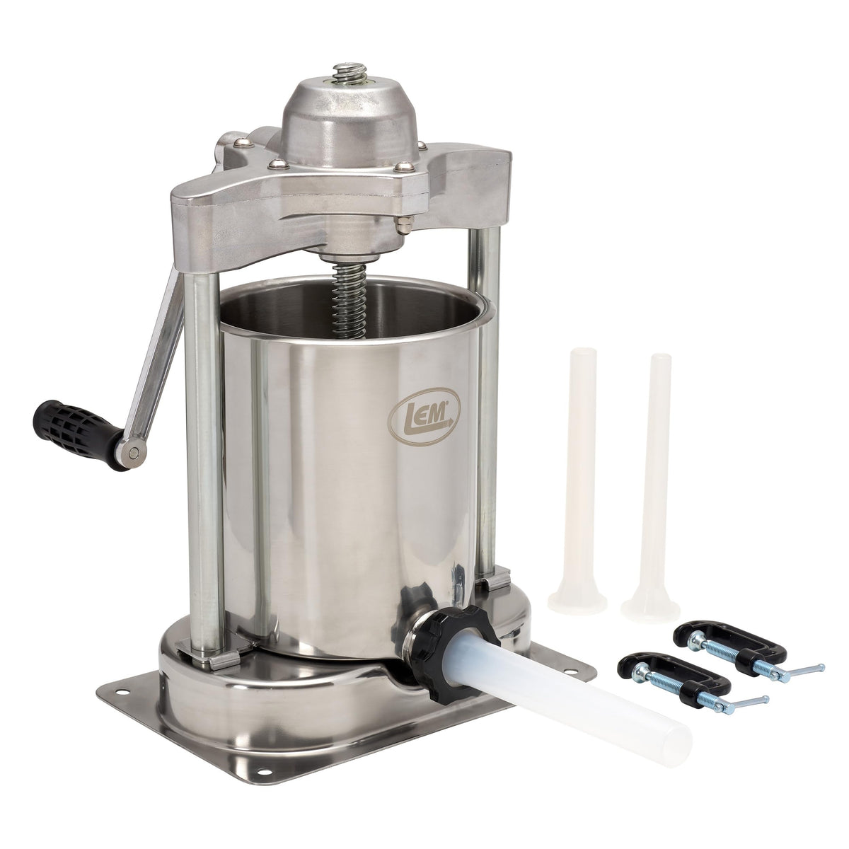 Lem Products Mighty Bite Vertical Stainless Steel 15 Pound Capacity Sausage Stuffer With Plastic Stuffing Tubes
