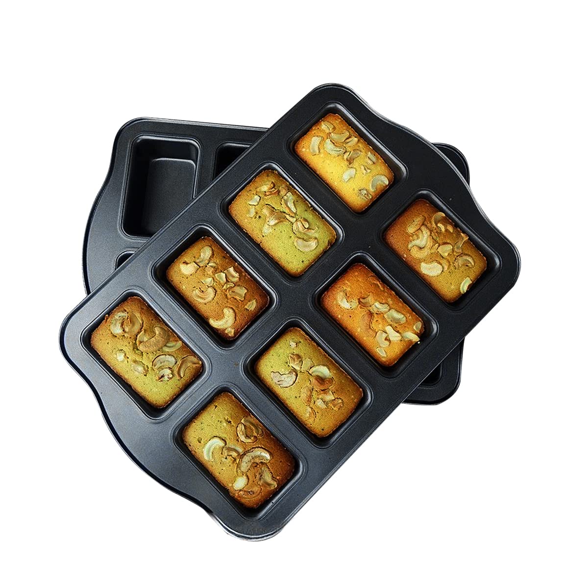 Gurlideo 8 Mini Square Cake Pan,Brownie Cake Pan,Non Stick Carbon Steel Baking Pan For Oven Baking,Grey