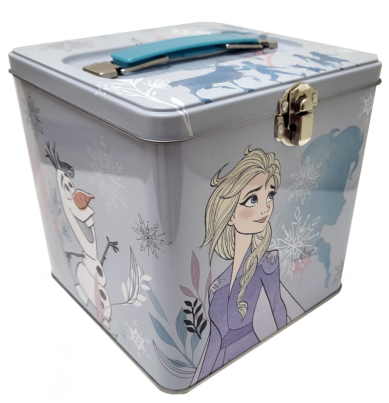 The Tin Box Company Disney Frozen Stack Store And Carry Tin. Stackable Tin Box With Handle,Blue And White Xl