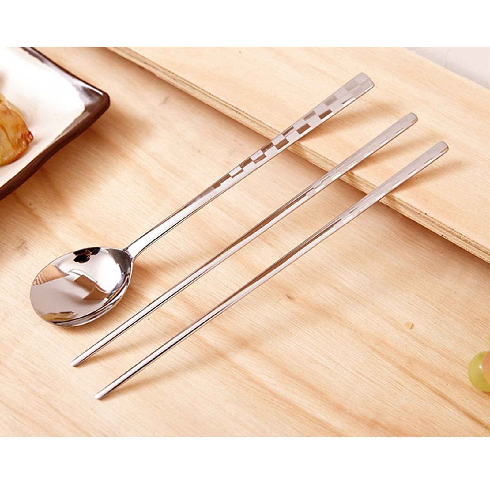 Stainless Steel Spoons And Chopsticks Set Mosaic Pattern