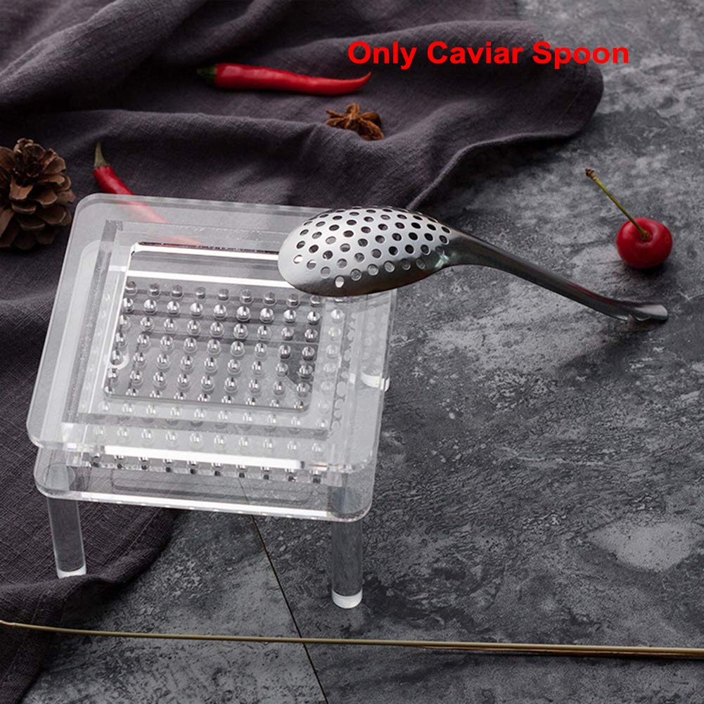Caviar Maker Box, Spherification Spoon, Silver Cooking Kitchen Tool Cuisine Strainer, Egg Strainer Cookware Stainless Steel Thic