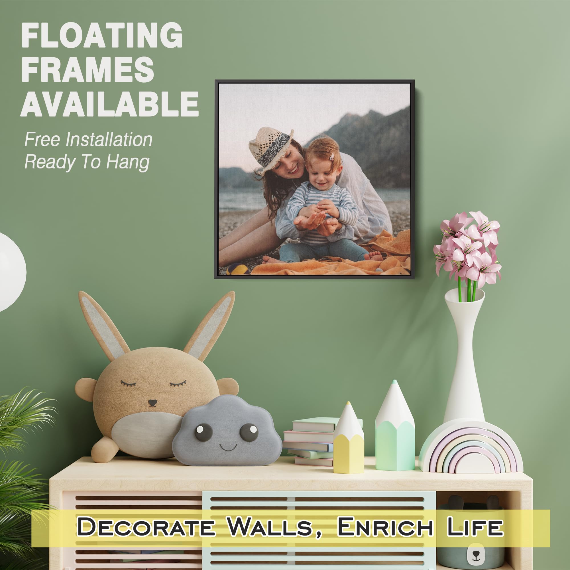 GMissT Canvas Prints With Your Photos - Personalized Pictures On Canvas Custom Poster for Home Decor - Floating Frames & Gift Wr