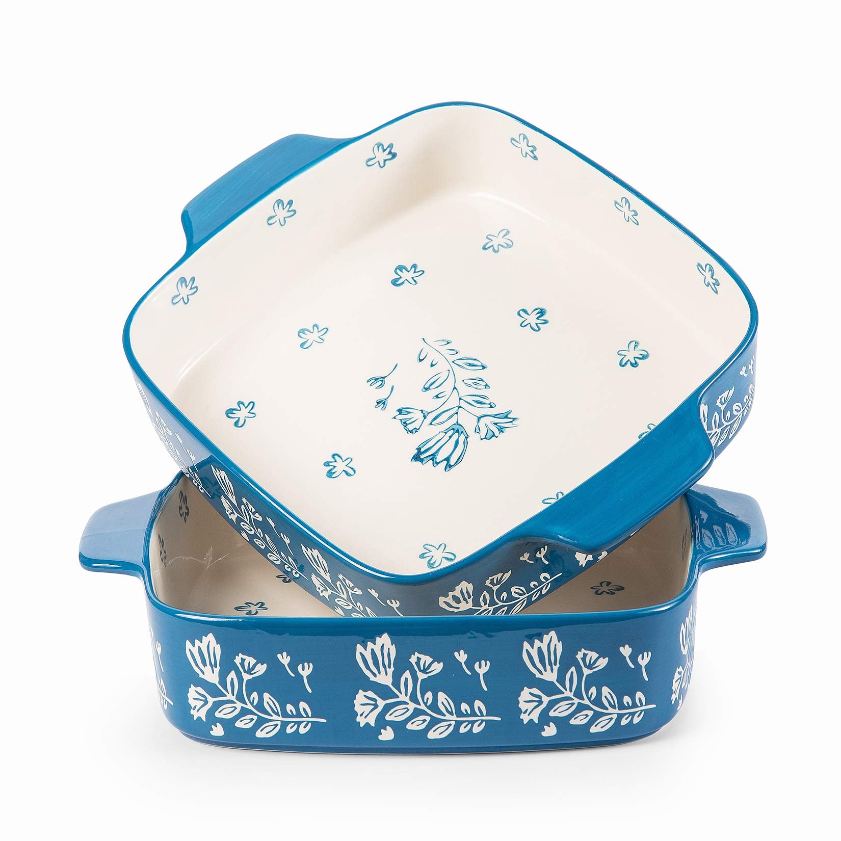 Wisenvoy Baking Dish 9X9 Baking Pan Ceramic Brownie Pan Casserole Dish 2-Pecs Lasagna Pan Square Bakeware Sets Dish Pan