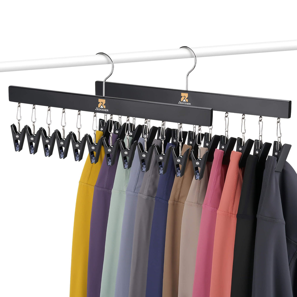 Zedodier Legging Organizer, 2 Pack Pants Hangers Hat Racks With Clips, Holds 24 Leggings, Hats, Pants, Jeans, Scarves, Hanging S