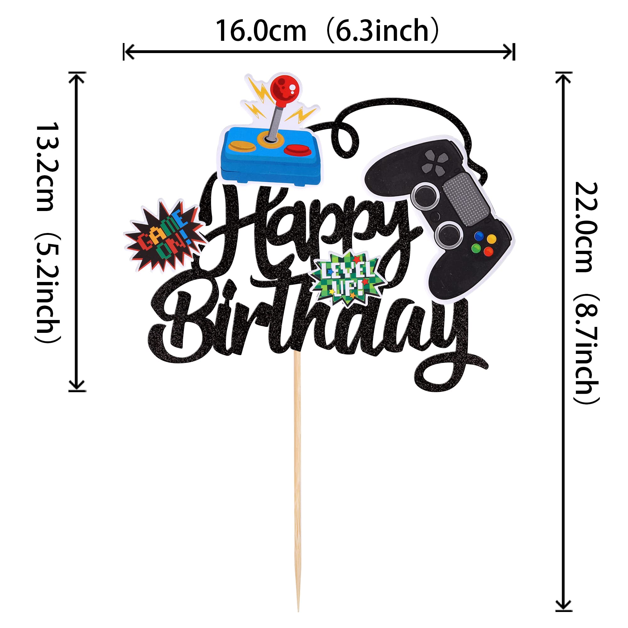 1 Pcs Video Game Happy Birthday Cake Topper Glitter Video Game Cake Pick Game On Controllers Gamepad Cake Decoration For Game Th