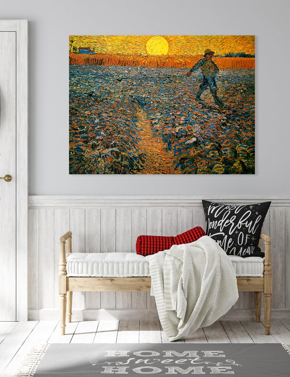 Decorarts - The Sower, Vincent Van Gogh Reproductions. Oversize Giclee Canvas Print Wall Art For Home Wall Decor. 40X30X1.5 In