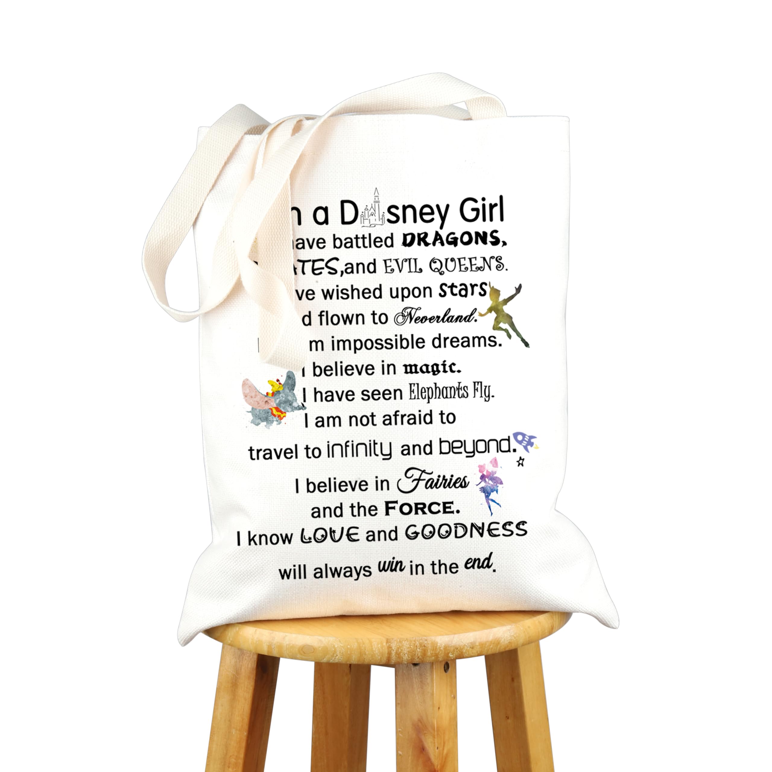 Vamsii Girls Trip Gift Magic Kingdom Vacation Tote Bag Neverland Grocery Bag Fairies Travel Bag (Win In The End Tote)