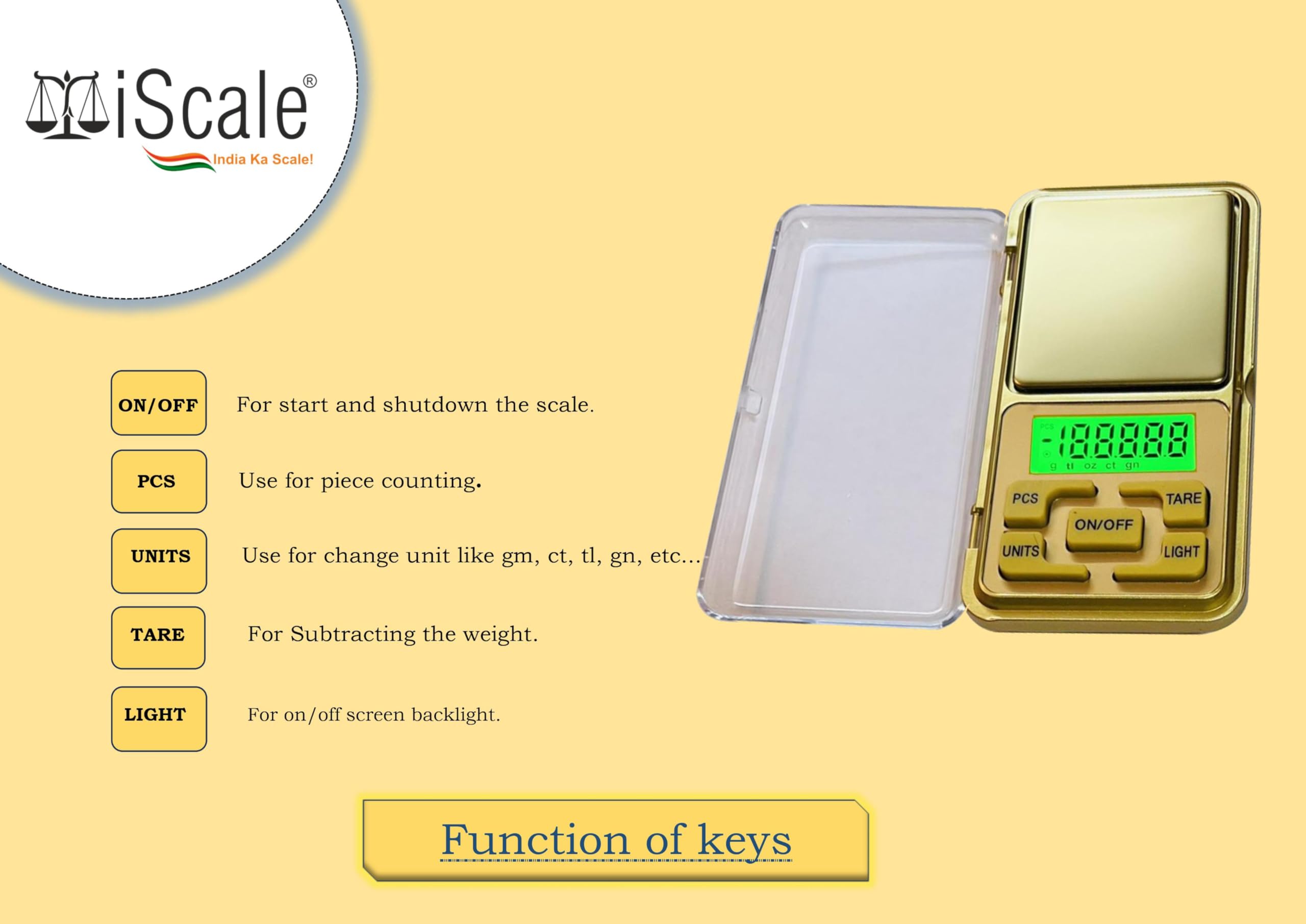 Baijnath Premnath Iscale Kes Pocket Scale - 200G X 0.01G Precision, Ideal For Jewelry & Chemical Weighing, Home & Goldsmith Use