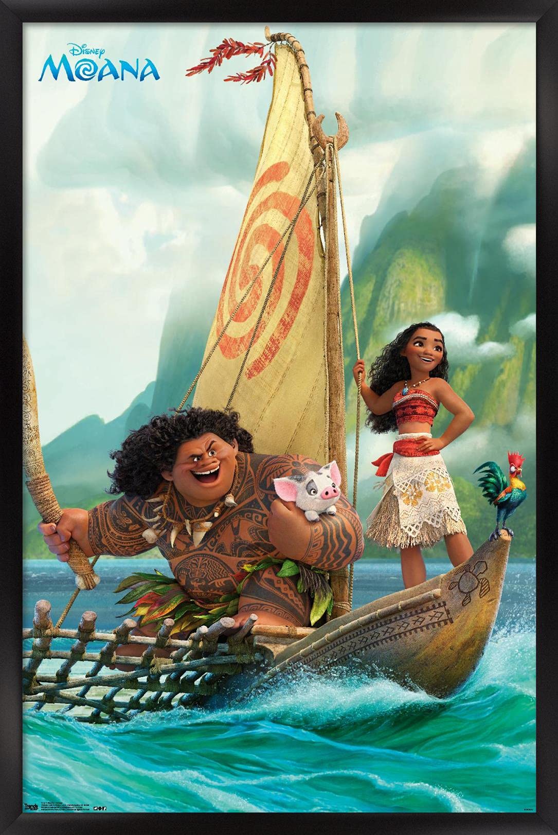 Trends International Disney Moana - Group Wall Poster, 14.72'' X 22.37'', Black Framed Version
