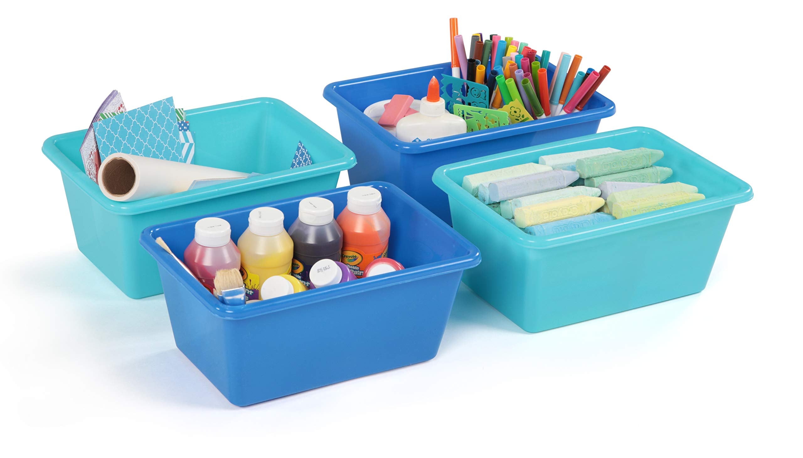 Humble Crew Small Plastic Storage Bins, Set Of 4, Navyteal