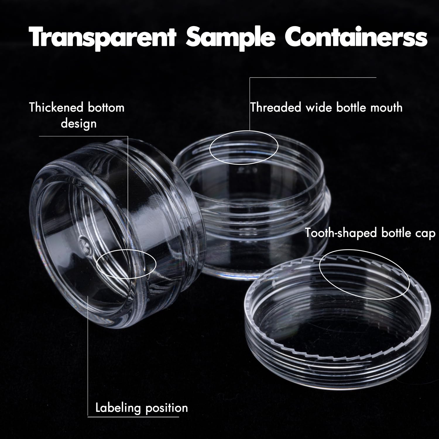10 Gram 40 Count Sample Containers, Small Plastic Containers With Lids, Empty Sample Jars With Labels And Mini Disposable Spatul