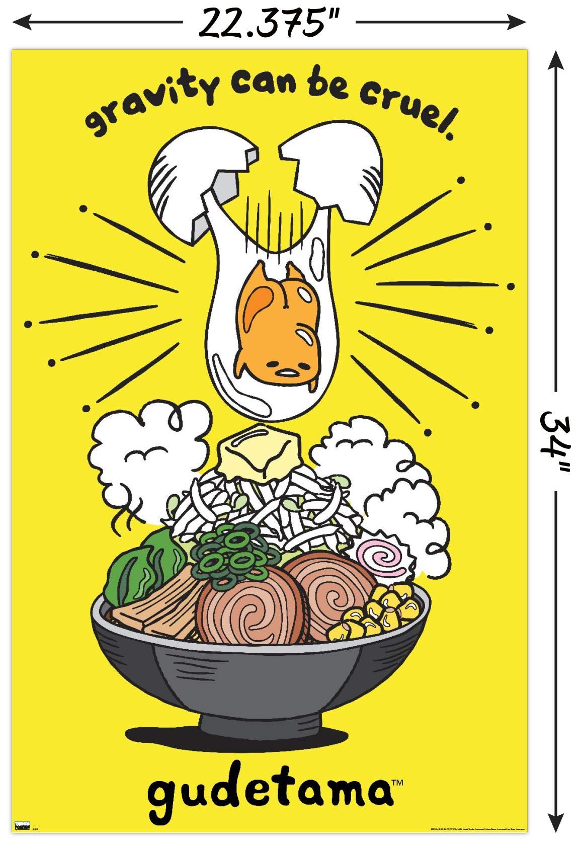 Trends International Gudetama - Gravity Wall Poster, 22.375'' X 34'', Poster & Clip Bundle