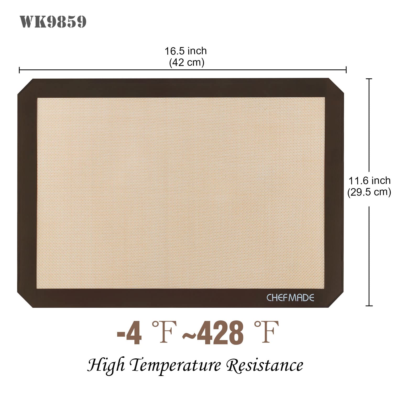 Chefmade 17-Inch Silicone Baking Mat With Measurements, Non-Stick Heat Resistant Rolling Dough Mat, For Pastry,Pizza, Fondant An