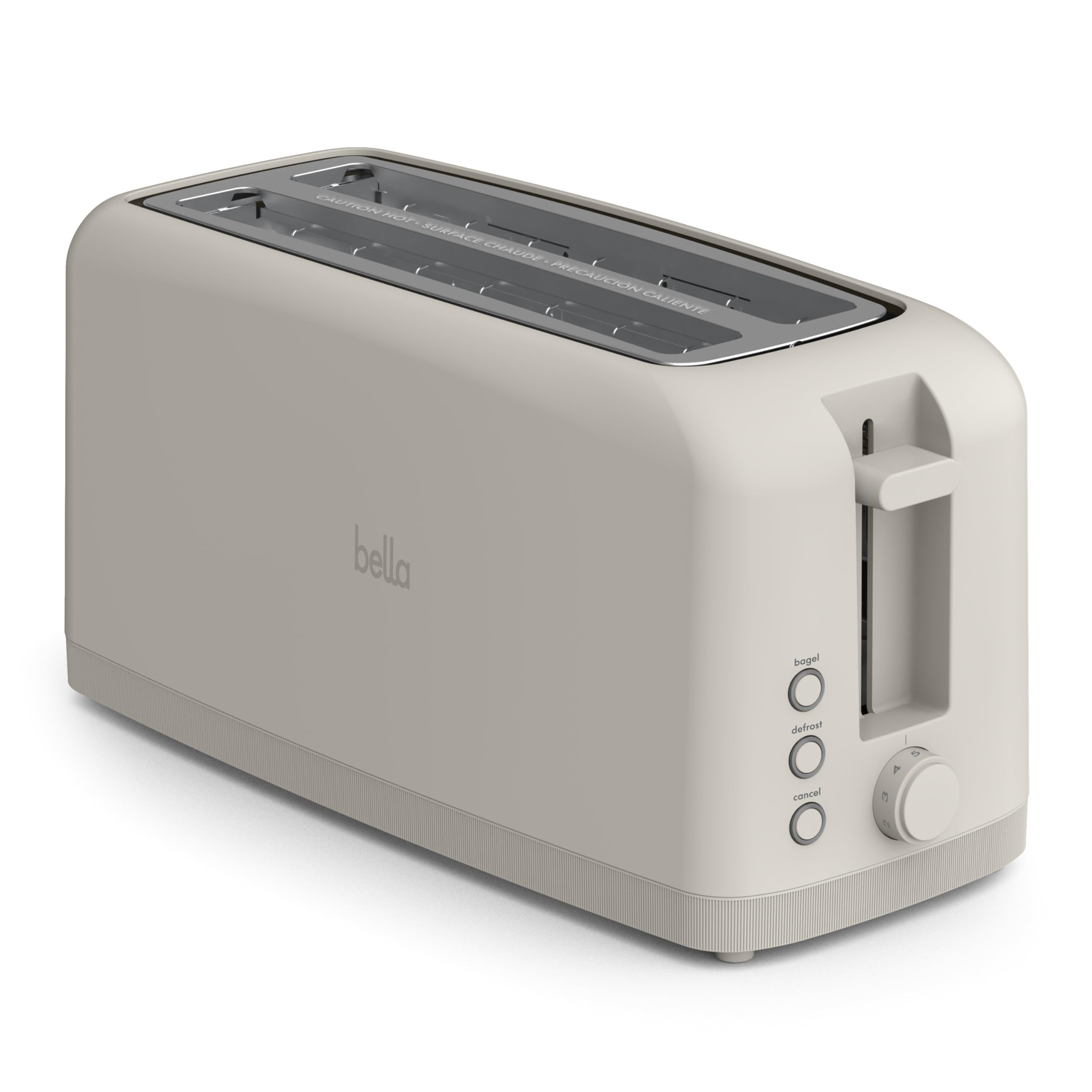 bella 4 Slice Slim Toaster, Fits-anywhere Kitchenware, 6 Setting Shade Control with Reheat & Cancel Buttons, Fits Sourdough, 10 