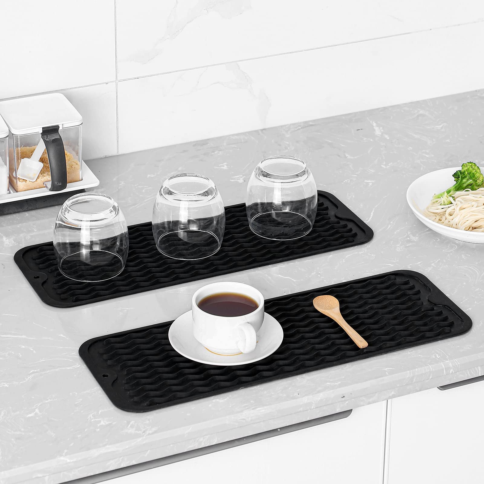 MicoYang Silicone Dish Drying Mat for Multiple Usage,Easy clean,Eco-friendly,Heat-resistant Silicone Mat for Kitchen Counter,Sin