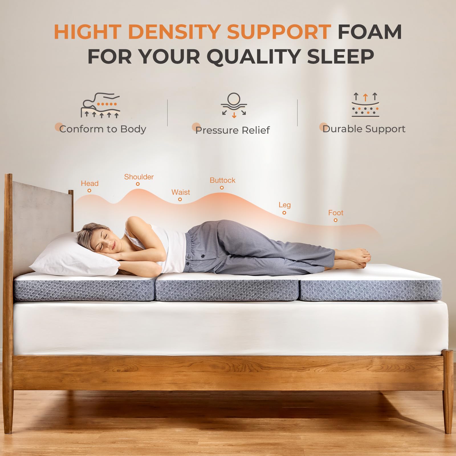 Sweetnight Tri Folding Mattress - 4-Inch Single Size Foldable Mattress With A Collapsible And Washable Cover | Medium-Firm With