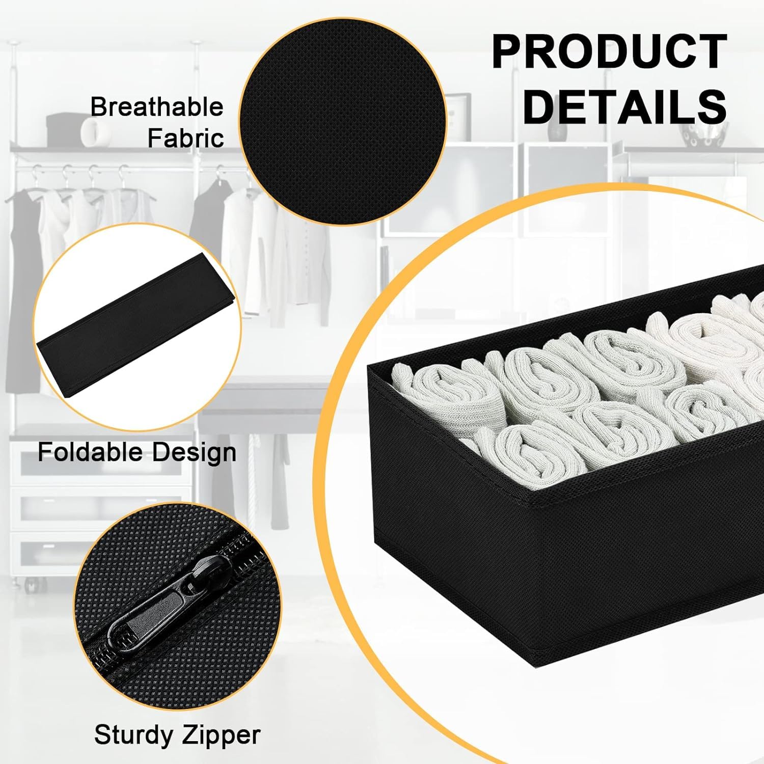 DIMJ Drawer Organizers, Set of 8 Clothes Drawer Organizer, Foldable Closet Drawer Organizer, Dresser Drawer Organizers Dividers