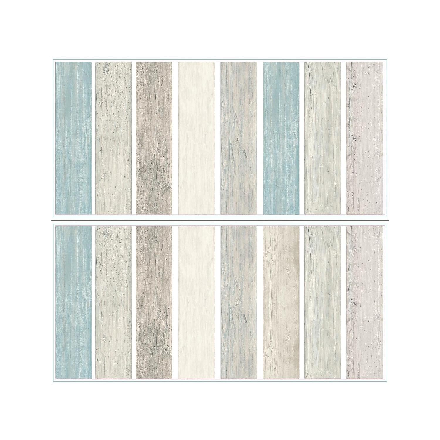 RoomMates RMK3696GM Distressed Barn Wood Plank Blue Peel and Stick Giant Wall Decals, Black, 2 Sheets 17.25 inches x 36.5 inches